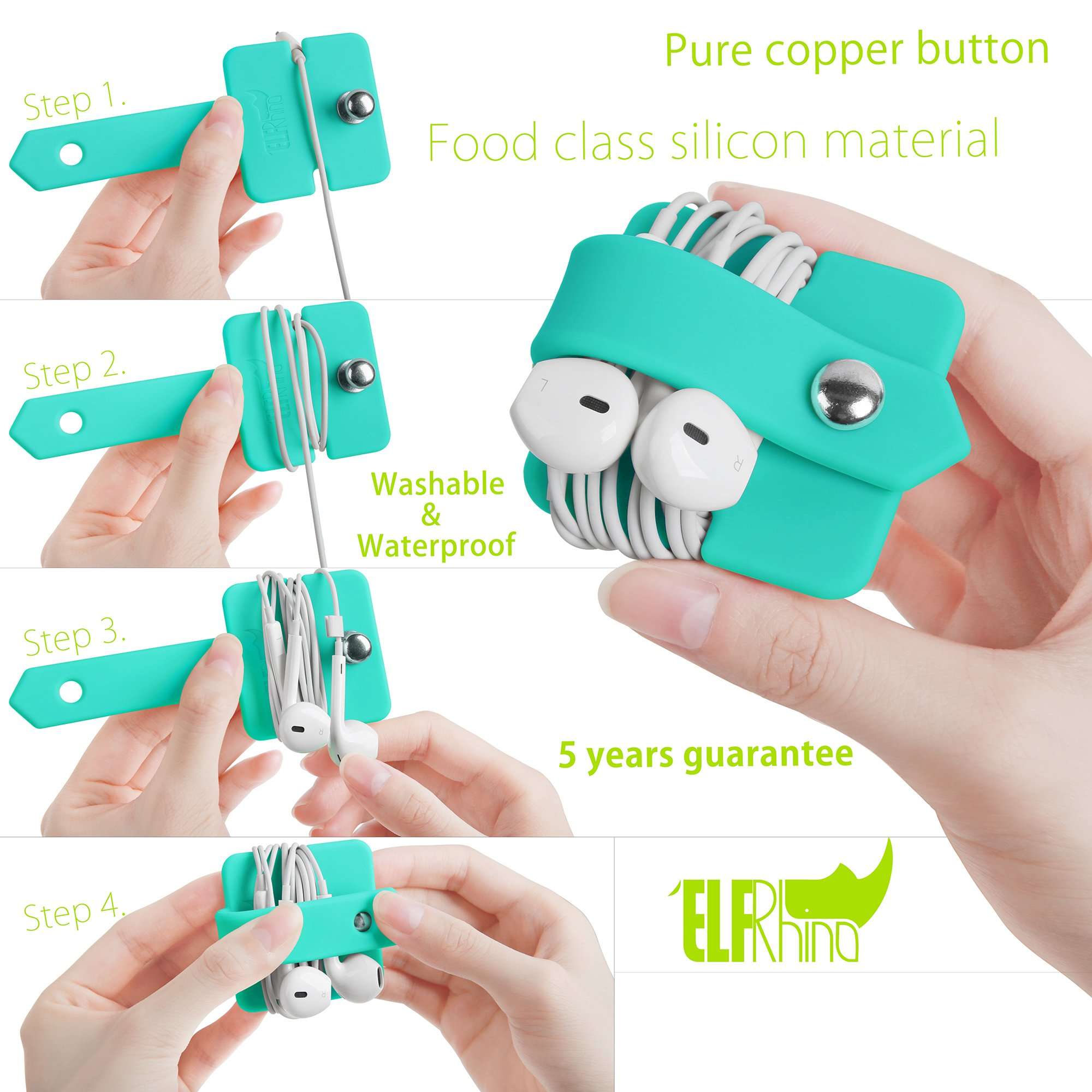 ELFRhino Silicone Earphone Organizer Earphone Wrap Winder Headphone Cord Organizer Wrap Winder Manager Cable Winder(Blue, 1 Piece) 4