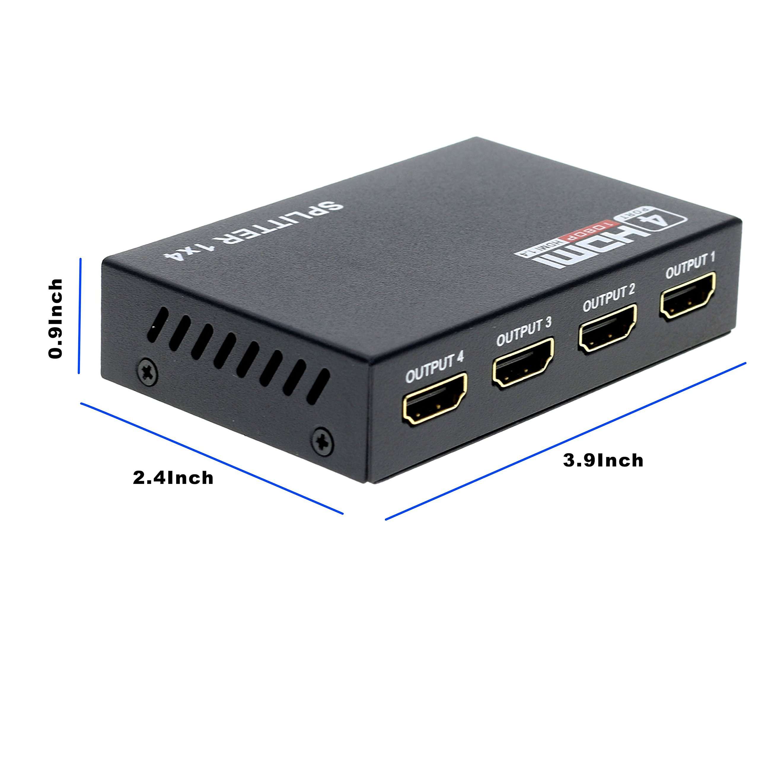 Optimal Shop HDMI Splitter 1 in 4 Out 4 Port 1x4 Full HD 1080P HDMI 1.4 Splitter with Switcher Converter Support 3D 2K 4K Digital Audio Format 3