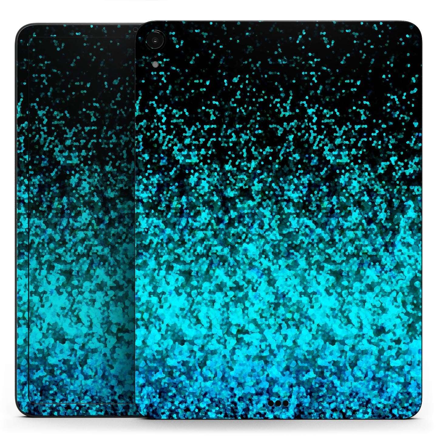 DesignSkinz - Compatible with iPad Pro 10.5" - Skin Decal Protective Scratch Resistant Vinyl Wrap - Black and Turquoise Unfocused Sparkle Print 3