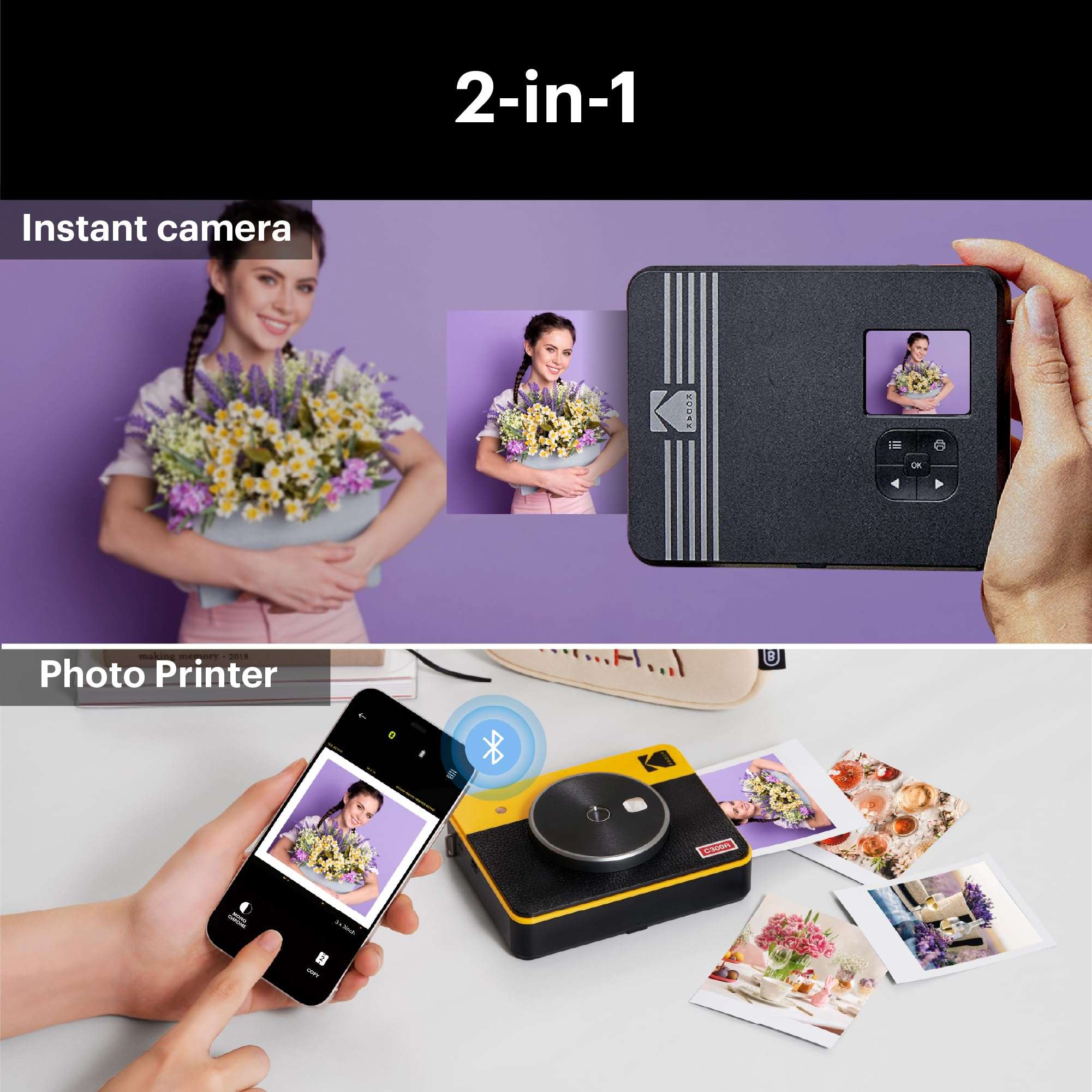 KODAK Mini Shot 3 Retro 4PASS 2-in-1 Instant Digital Camera and Photo Printer (3x3 inches) 4