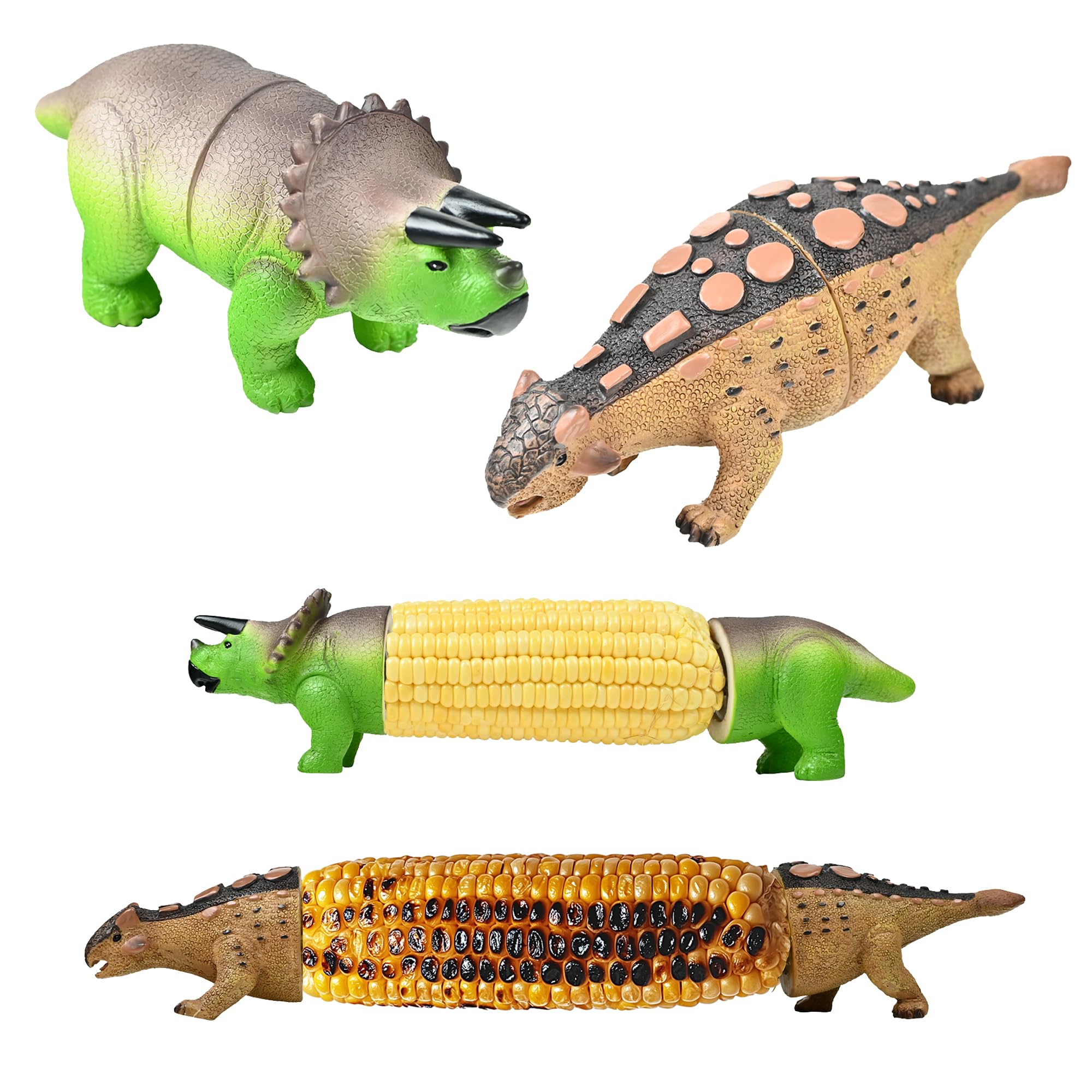 Corn Holders for Corn On The Cob – Unique Dinosaur Corn Cob Holder for Kids and Adults – Cute Dino with Stainless Steel Prongs – Reusable and Easy to Clean