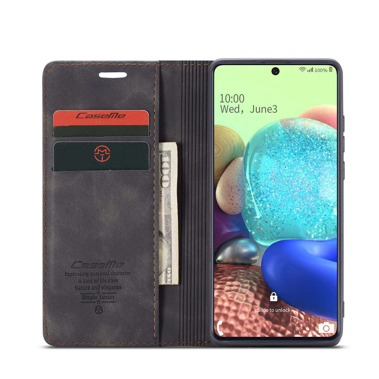 Samsung Galaxy A71(5G) Wallet Case Credit Card Holder,Magnetic Stand Leather Flip Case Cover ，Durable Shockproof Protective Cover for Samsung Galaxy A71（5G） 6.7" (Black) 2