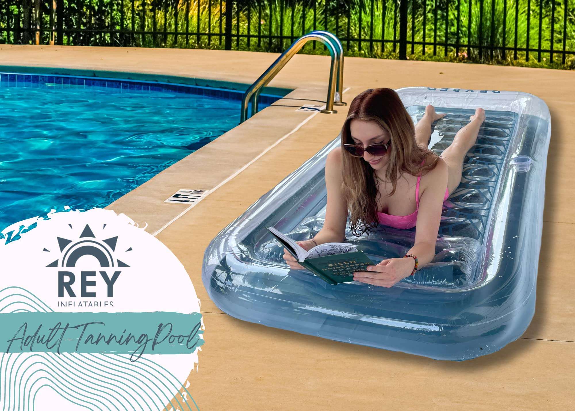 Rey INFLATABLES Inflatable Adult Tanning Pool I Suntan Tub – Outdoor Lounge Pool I Adult Kiddie Blow Up Pool I Blowup One Person Personal Pool for Relaxation and Sunbathing 4