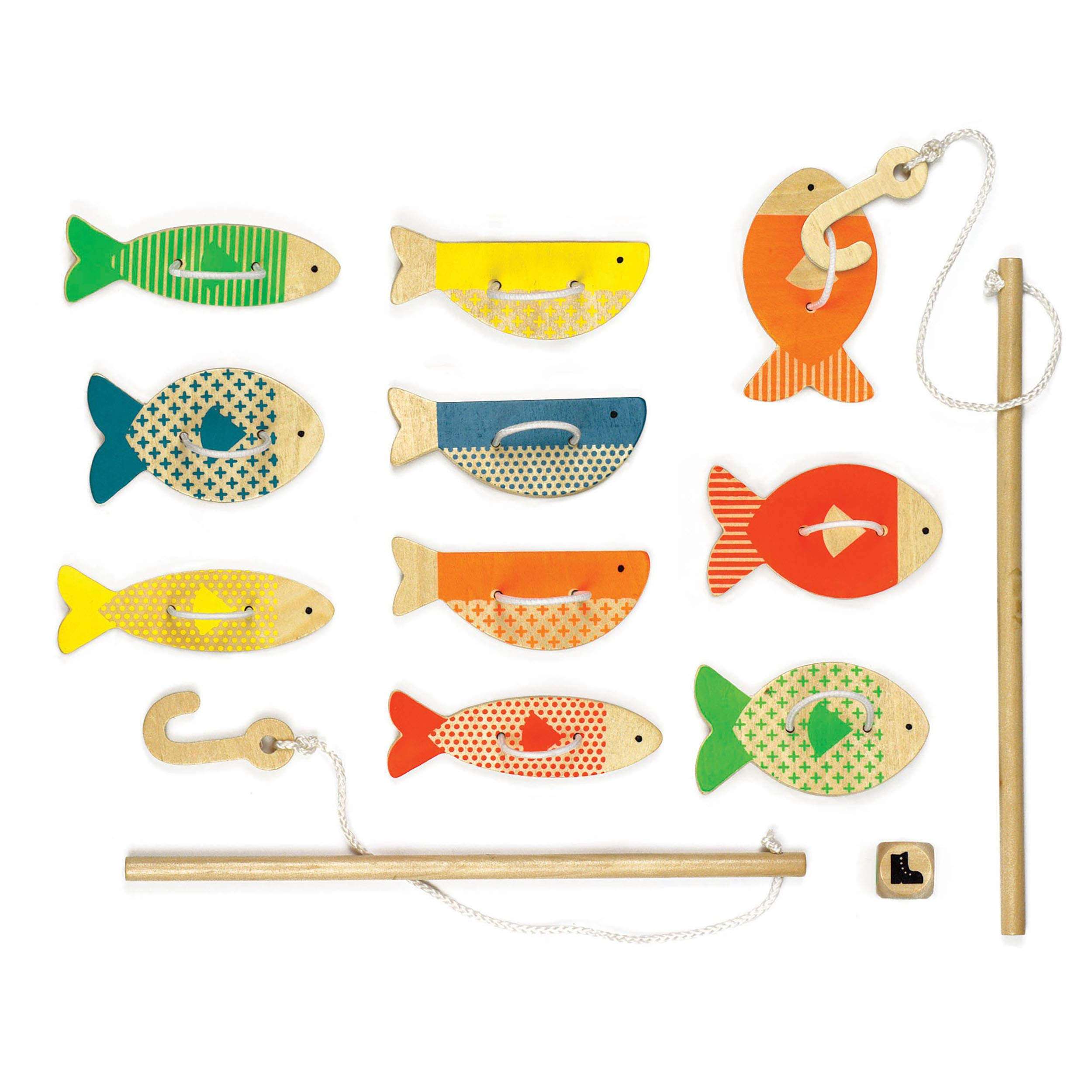 Petit Collage Fishing Around Wooden Game – Cute Kids Fishing Game for Ages 3+, Ideal for 2-4 Players – Fun Learning Game Promotes Color Recognition and Hand-Eye Coordination 3