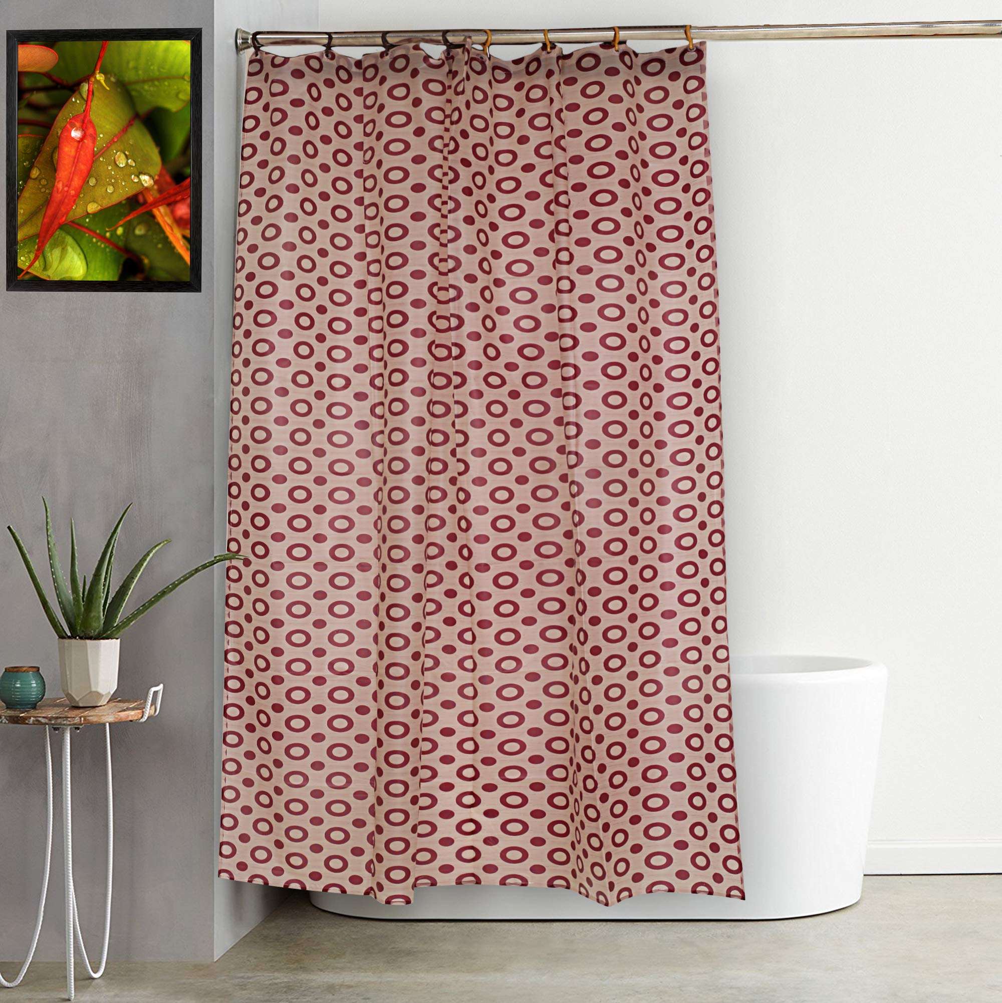 Heart Home PVC Shower Curtain 7 Feet (Pink)- CTHH2171