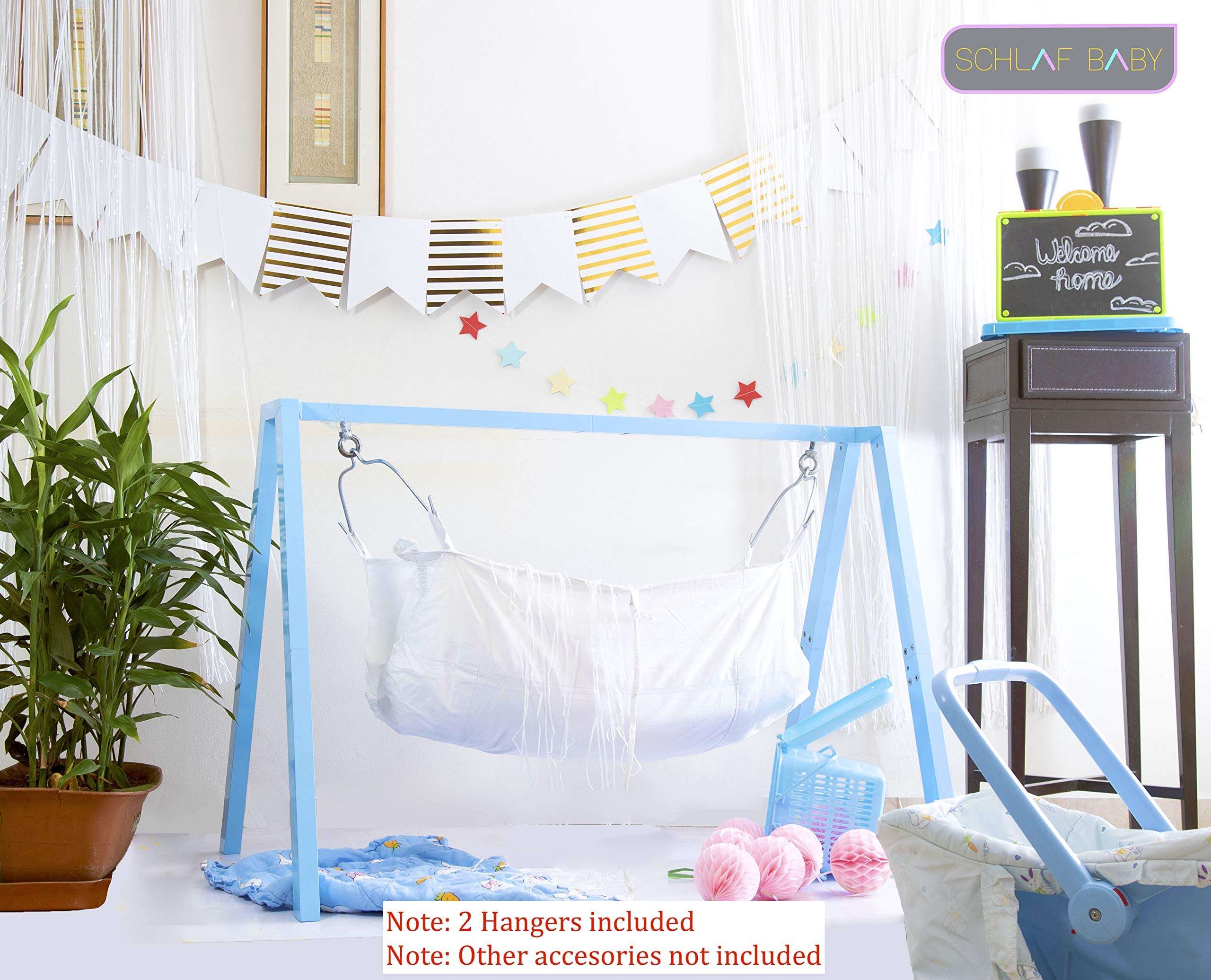 SCHLAF BABY New Born Foldable Metal Cradle [2000_Blue] 3