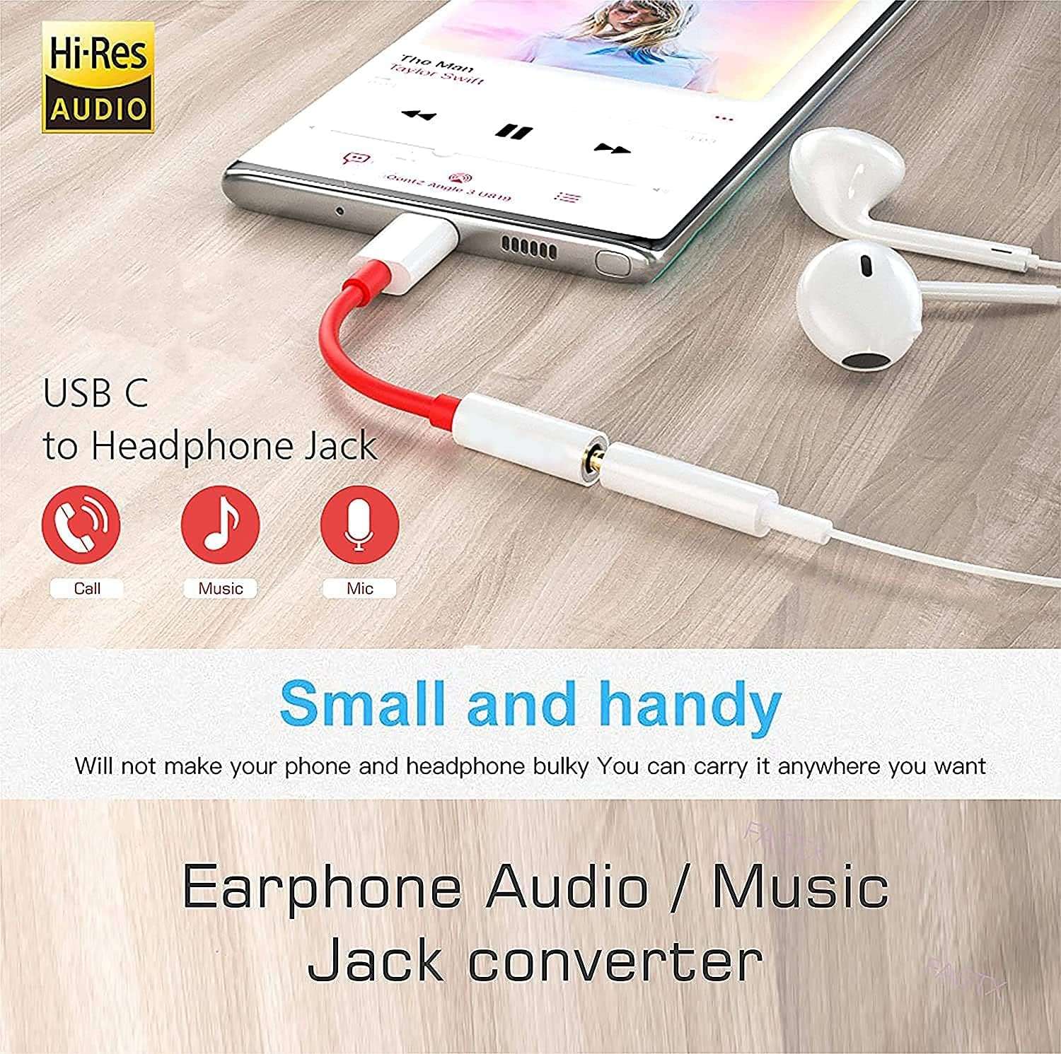 Original Oneplus Type C to 3.5mm Audio Jack Converter Splitter Adapter Headphones Jack for Earphones, Mic 6