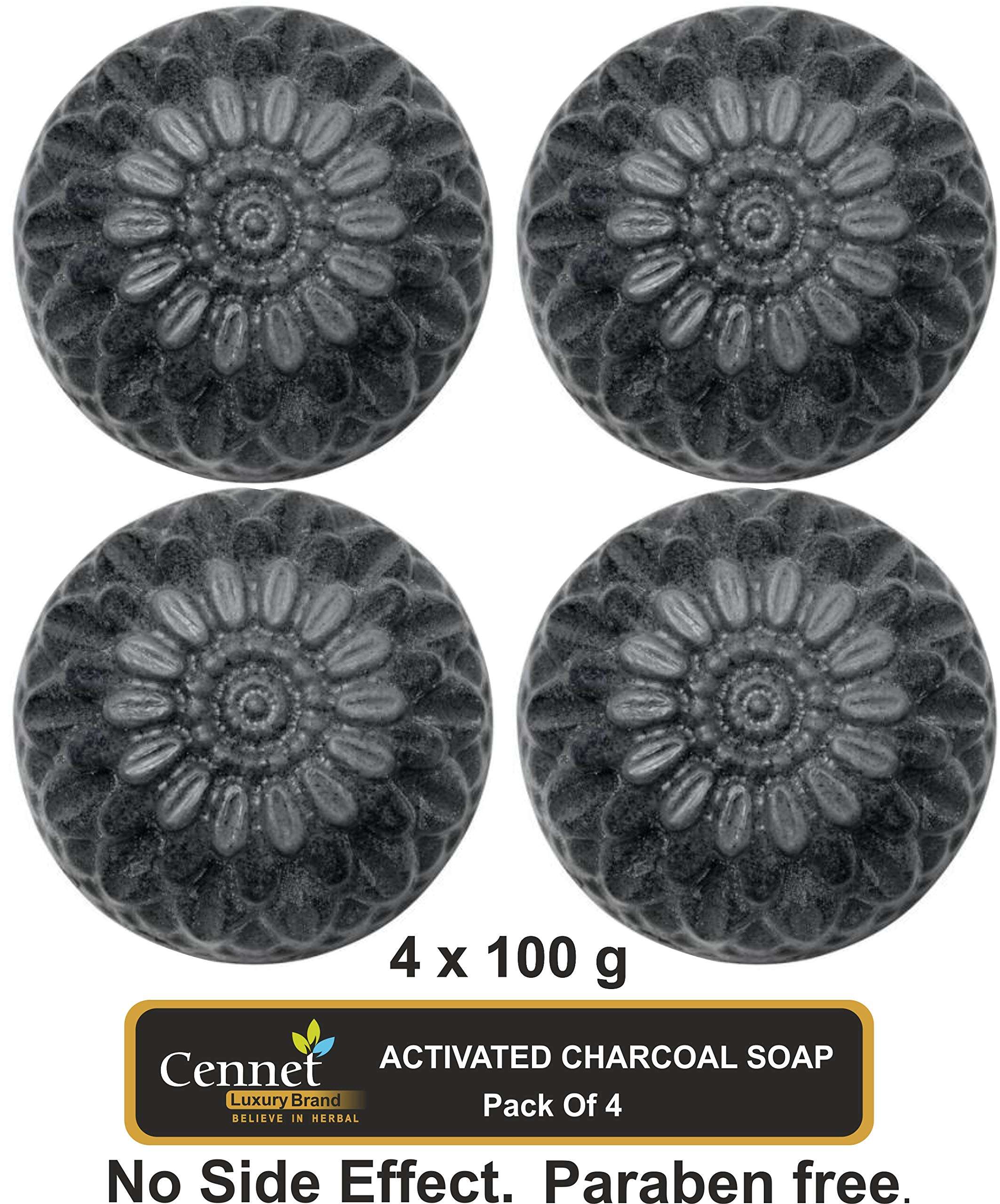 Cennet Activated Charcoal Soap For Women Skin Whitening, Acne, Blackheads, Anti Wrinkle, Pimple Skin Care Soap.( Pack Of 4 ) 4 X 100 g. 4