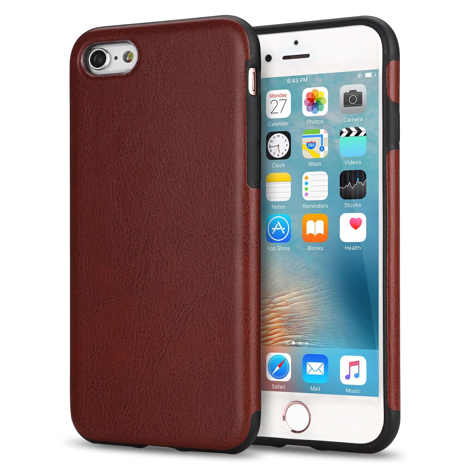 TENDLIN iPhone 6s Case, Premium Leather Back Flexible TPU Silicone Hybrid Soft Slim Cover Case for iPhone 6 and iPhone 6s (Brown) 1