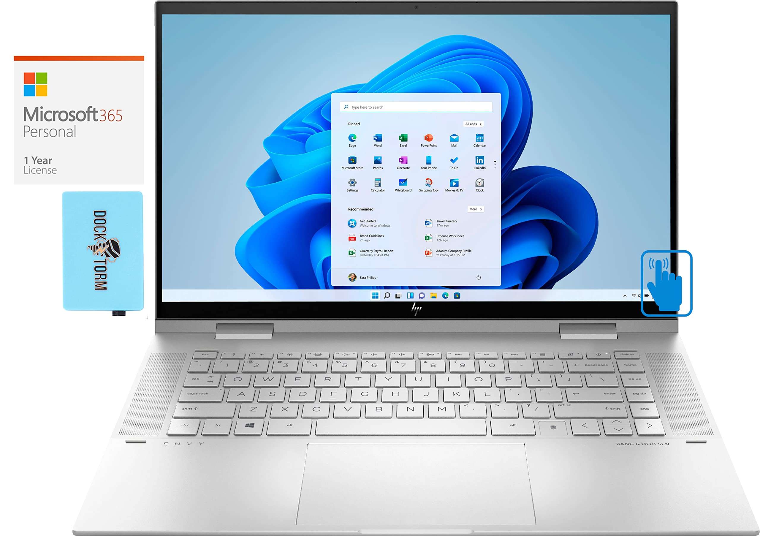 HP Envy x360 15t-es100 Home & Business 2-in-1 Laptop (Intel i7-1195G7 4-Core, 64GB RAM, 4TB PCIe SSD, Intel Iris Xe, 15.6" 60Hz Touch Win 11 Home) with MS 365 Personal, Hub 1