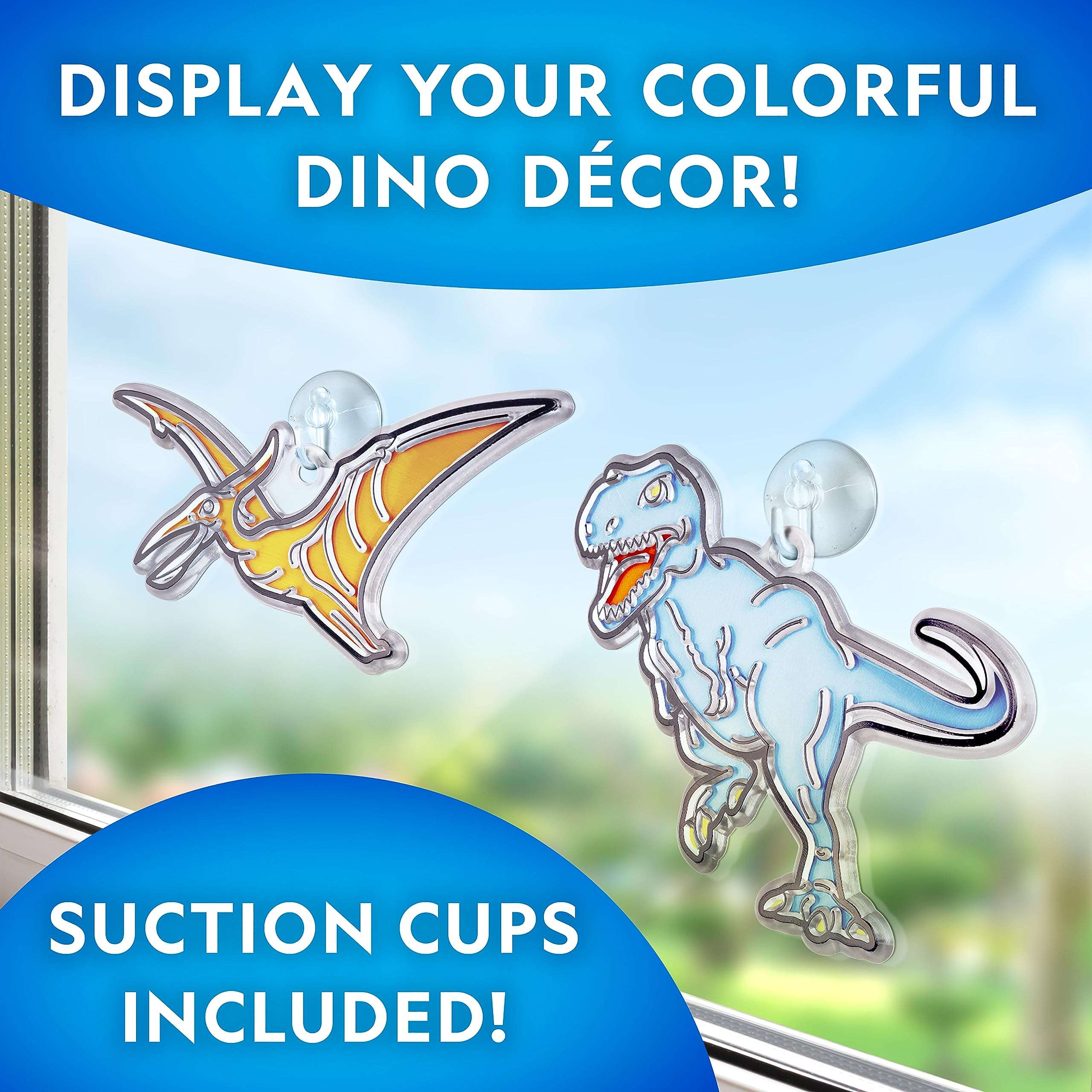 NATIONAL GEOGRAPHIC Glow in The Dark Dinosaur Stained Glass Art Kit - Window Sun Catchers and Crafts for Kids Ages 4-8 4