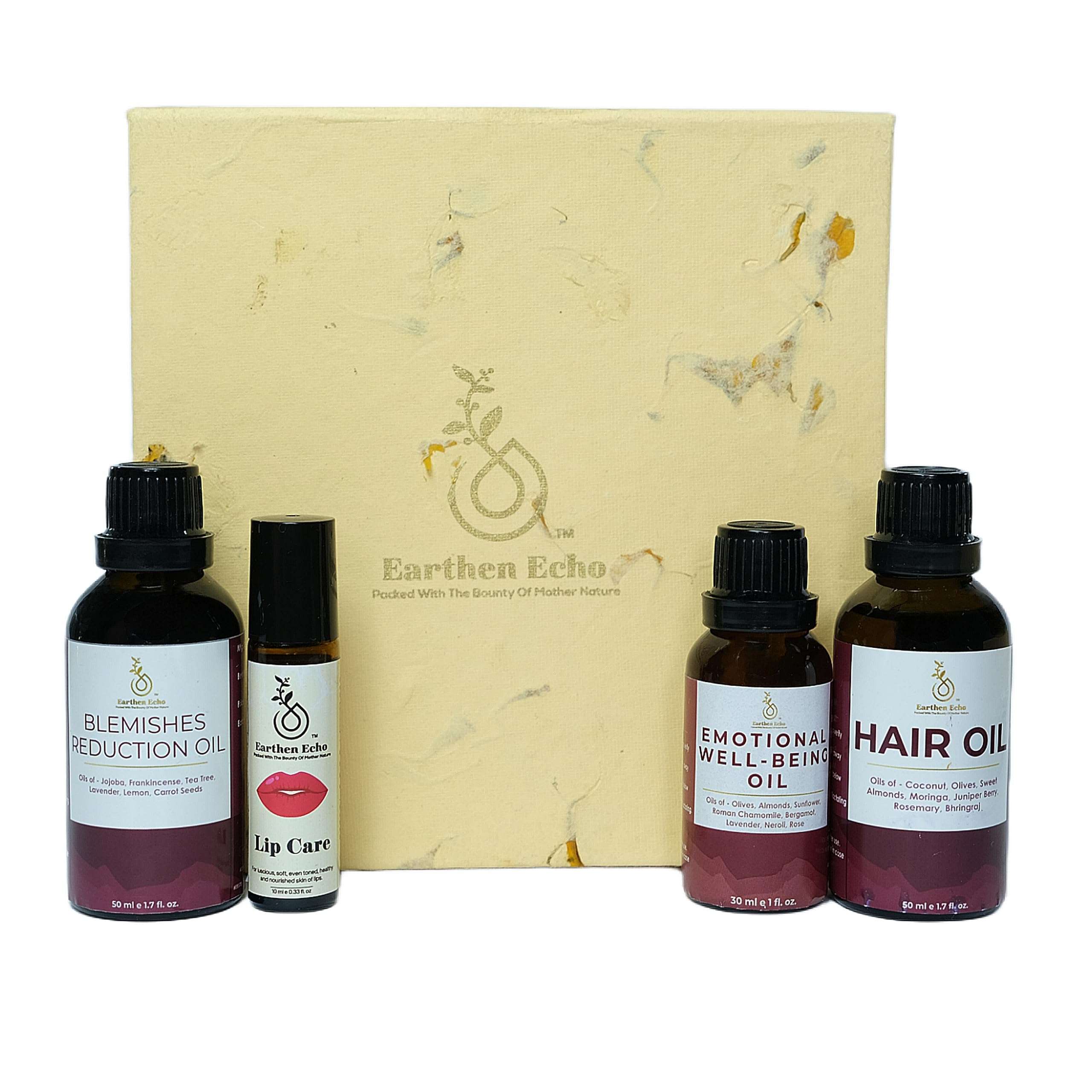 Earthen Echo | Combo of Essential Oils - Emotional Well-Being, Blemishes Reduction, Hair Care, Lip Care | Natural Skincare | Ideal for Gifting | All Skin Types | Men & Women 4
