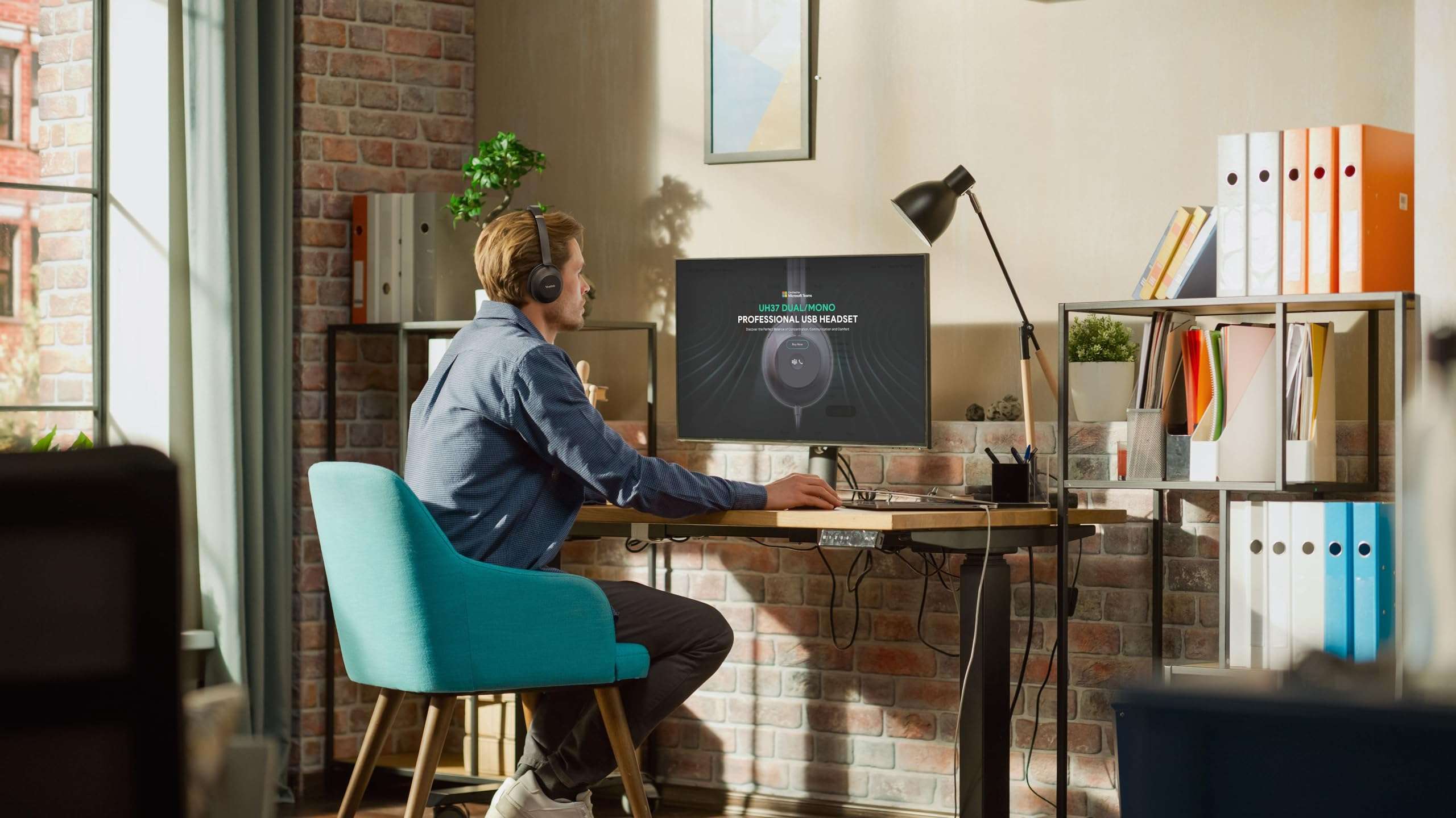 Yealink UH37 USB Headset with Microphone for PC Laptop - Headphones with Noise Cancelling Microphone for Computer,On-Ear Wired Office Call Center Headset Dual 5