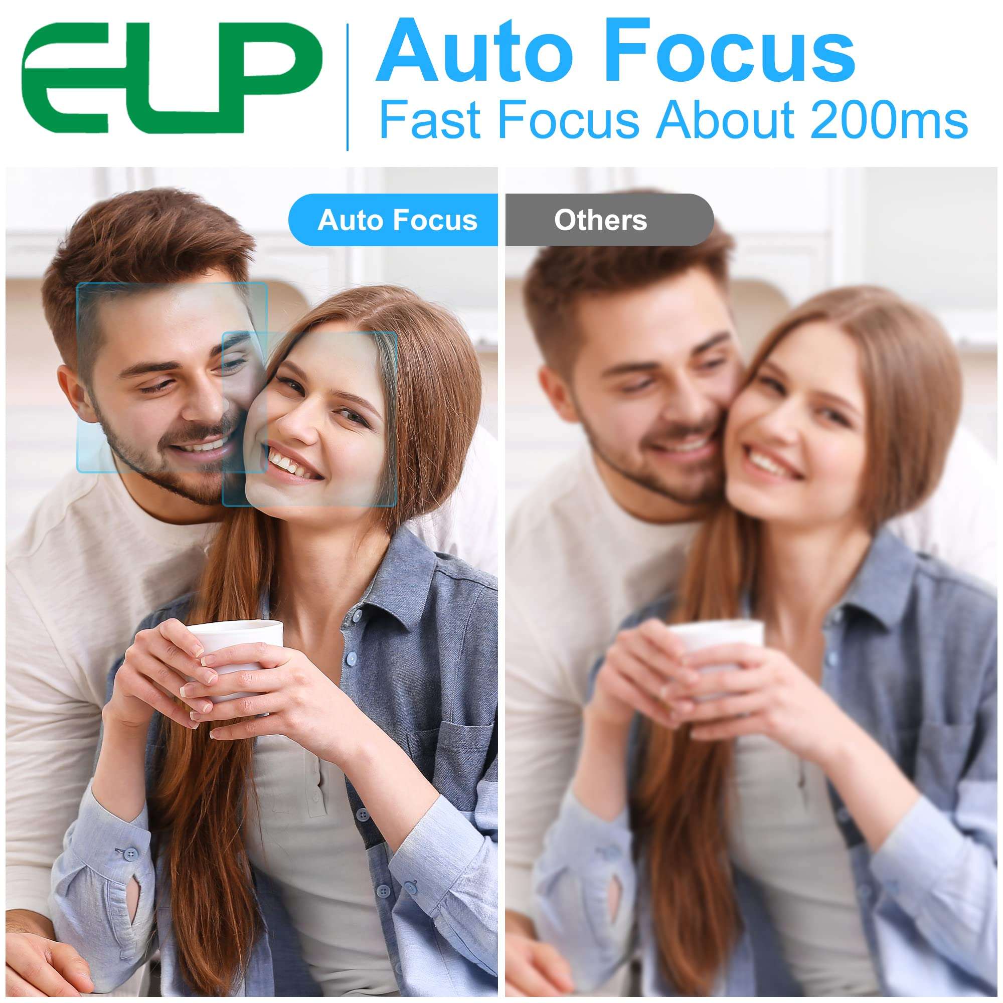 ELP 13mp Autofocus USB Camera Module with Microphone 75degree No Distortion Lens Mini UVC USB2.0 Video Audio Webcam Board IMX214 Free Driver Lightburn Camera for Computer, Raspberry Pi, Jetson Nano 3