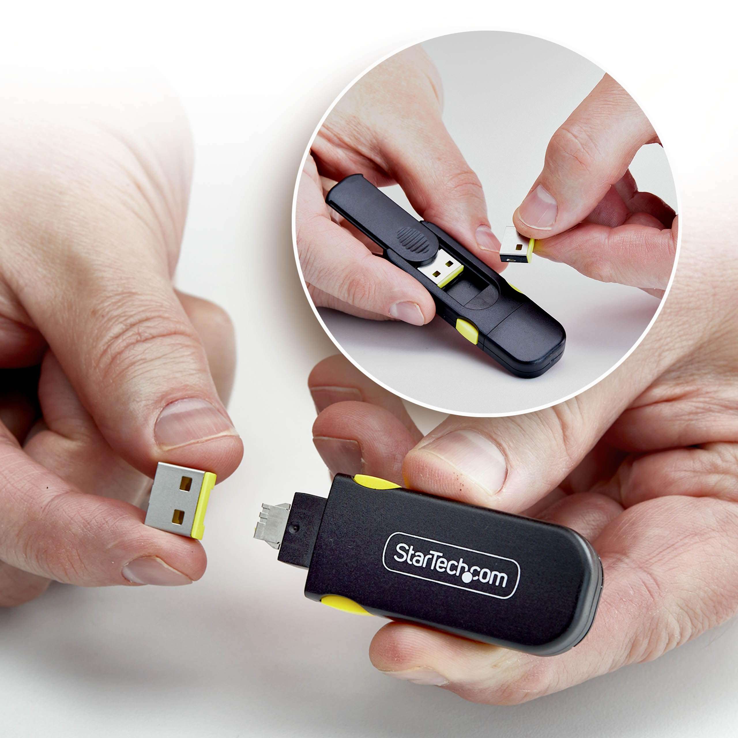 StarTech USB-A Port Blocker Key with 4X Latching USB-A Dust Cover Plugs, Snap-in Port Protectors for Laptops and Computers 5