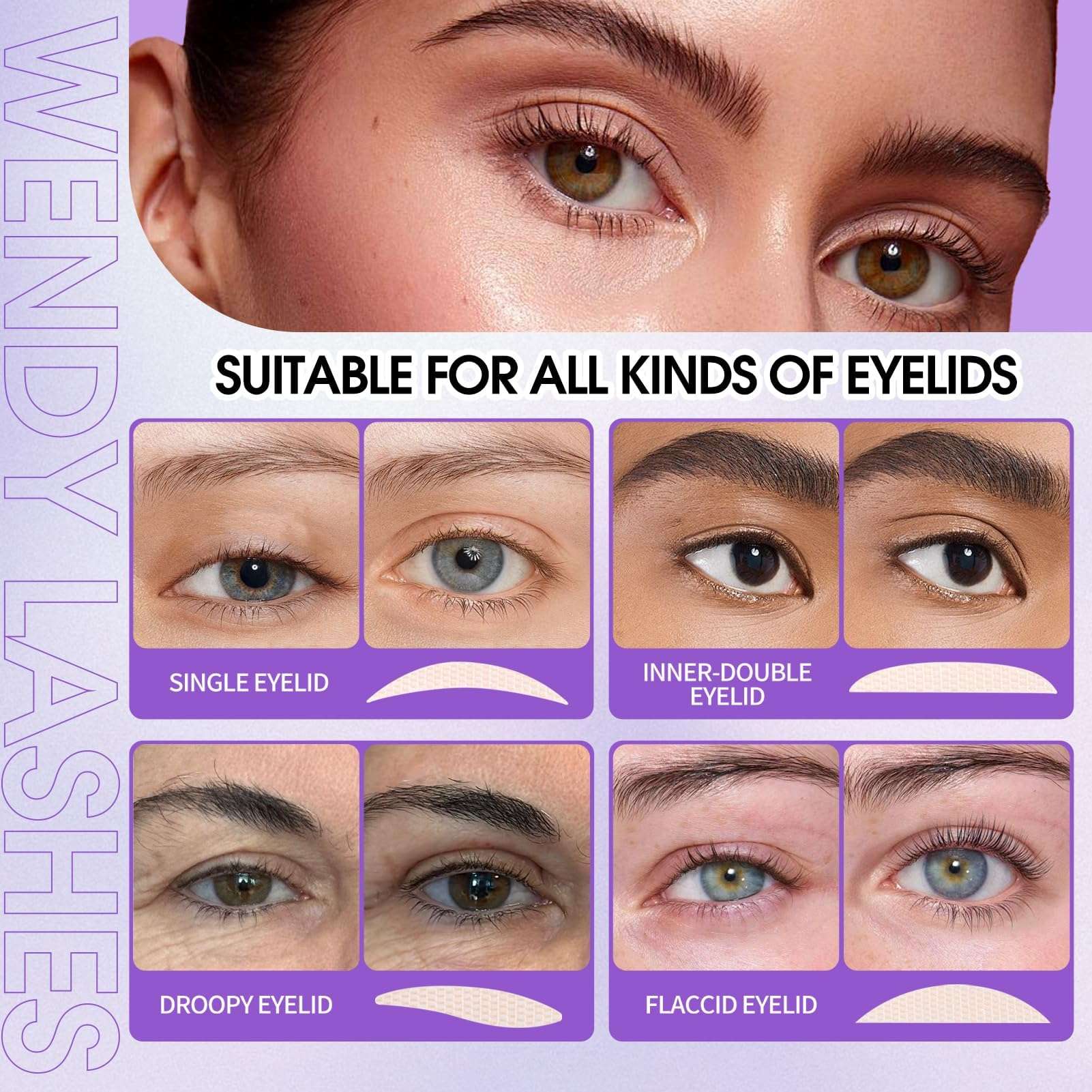 1000-Pcs Eyelid Lifter Strips Tapes: Wendy, Invisible, Waterproof, Long-Lasting, for Hooded, Heavy, Uneven, Droopy, Double Eeyelids 3