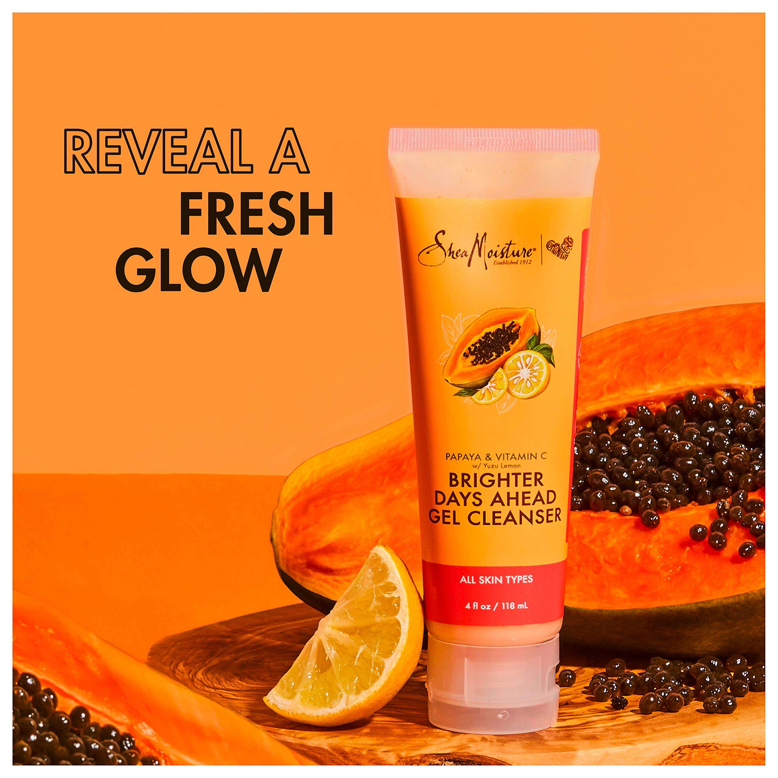 SheaMoisture Gel Cleanser For Dull, Uneven Skin Tone Papaya and Vitamin C Face Cleanser For Uneven Skin Tone 4 oz (Pack of 2) 4