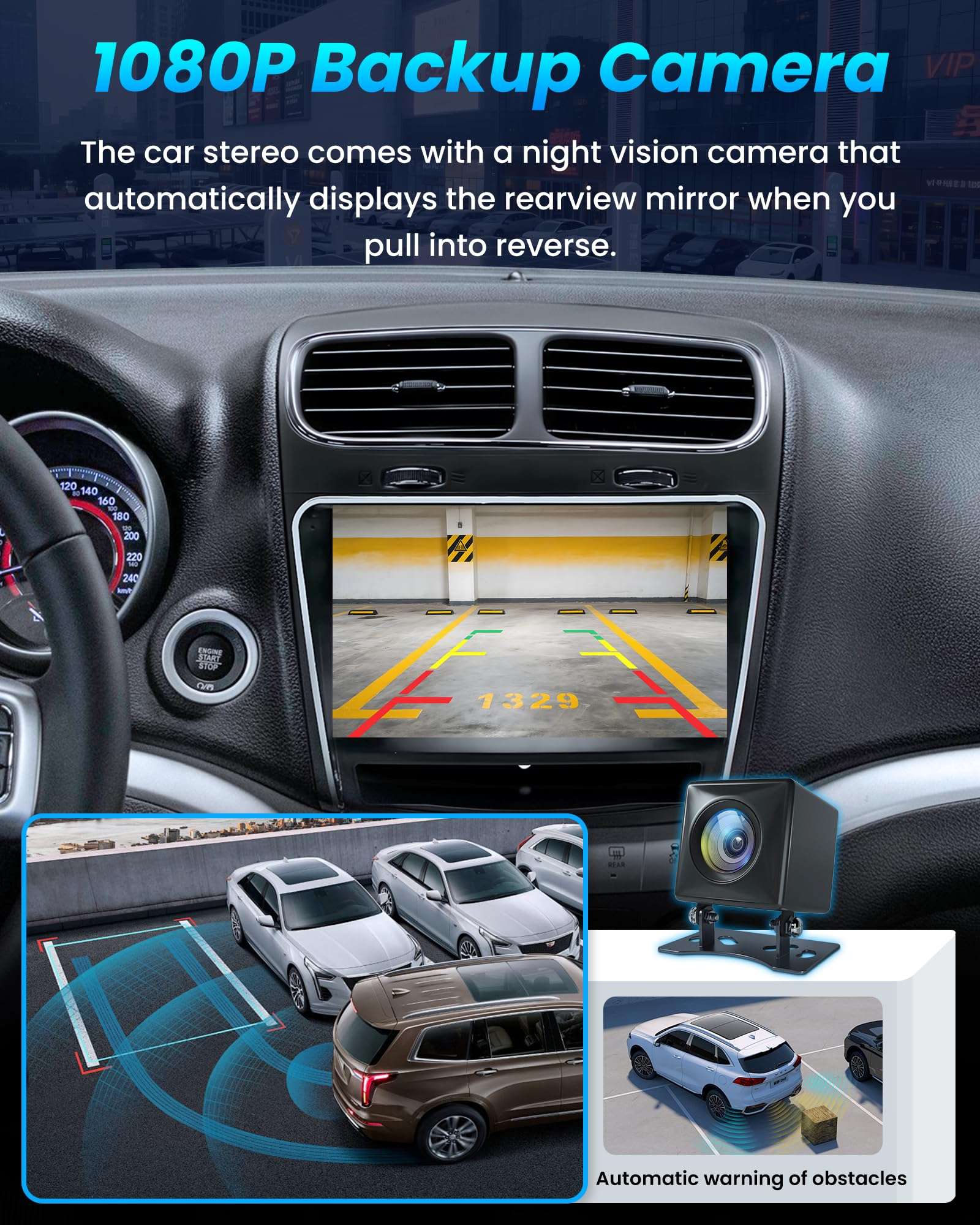 Car Radio for Dodge Journey 2011-2019: [4Core 64G ROM] 9" 1280 * 800 HD Touchscreen Stereo with Wireless Carplay Android Auto 5G WiFi GPS Navigation Bluetooth FM RDS DSP EQ SWC 1080P Backup Camera 6