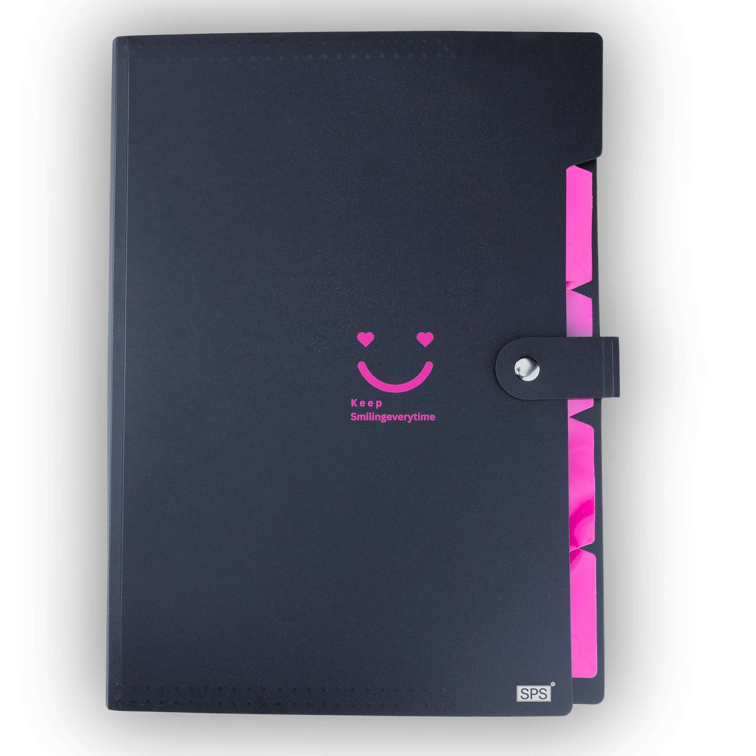 SPS 5 Pocket Expanding File Folder Smile Design - Fits A4 & Letter Size Document Organizer, Accordion File Folders, File Holder for Office, School & Home Use - Pink 3