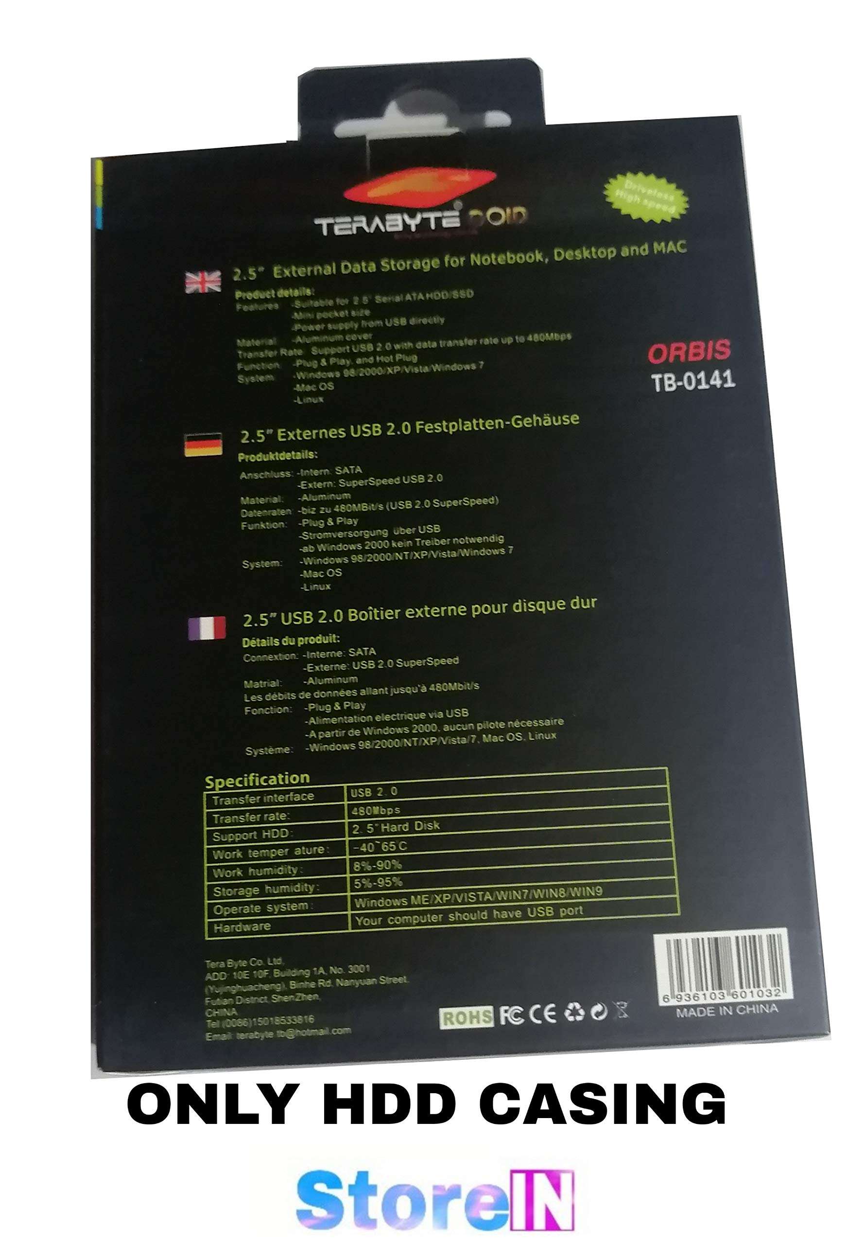 StoreIN Terabyte Gold USB 2.0 Hard Drive Disk (HDD) External Enclosure Case (2.5 Inch, RED) 4