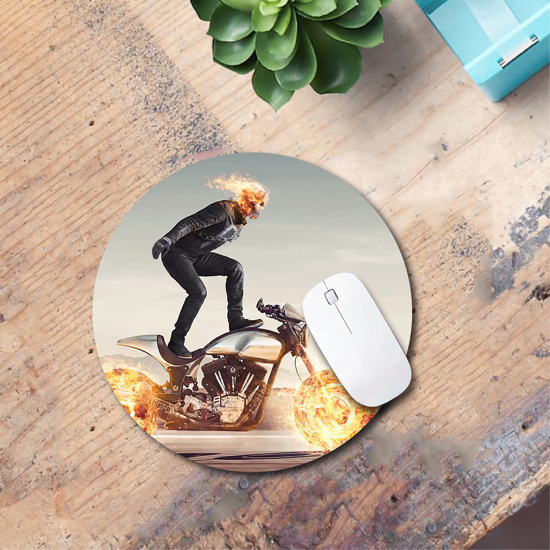 Woopme® Superhero Ghost Rider Mouse Pad Compatible for PC/Laptop/Desktop/Computer Non Slip Rubber Base Mouse Pads Smooth Gaming Multicolored L x H 20 x 20 CMS