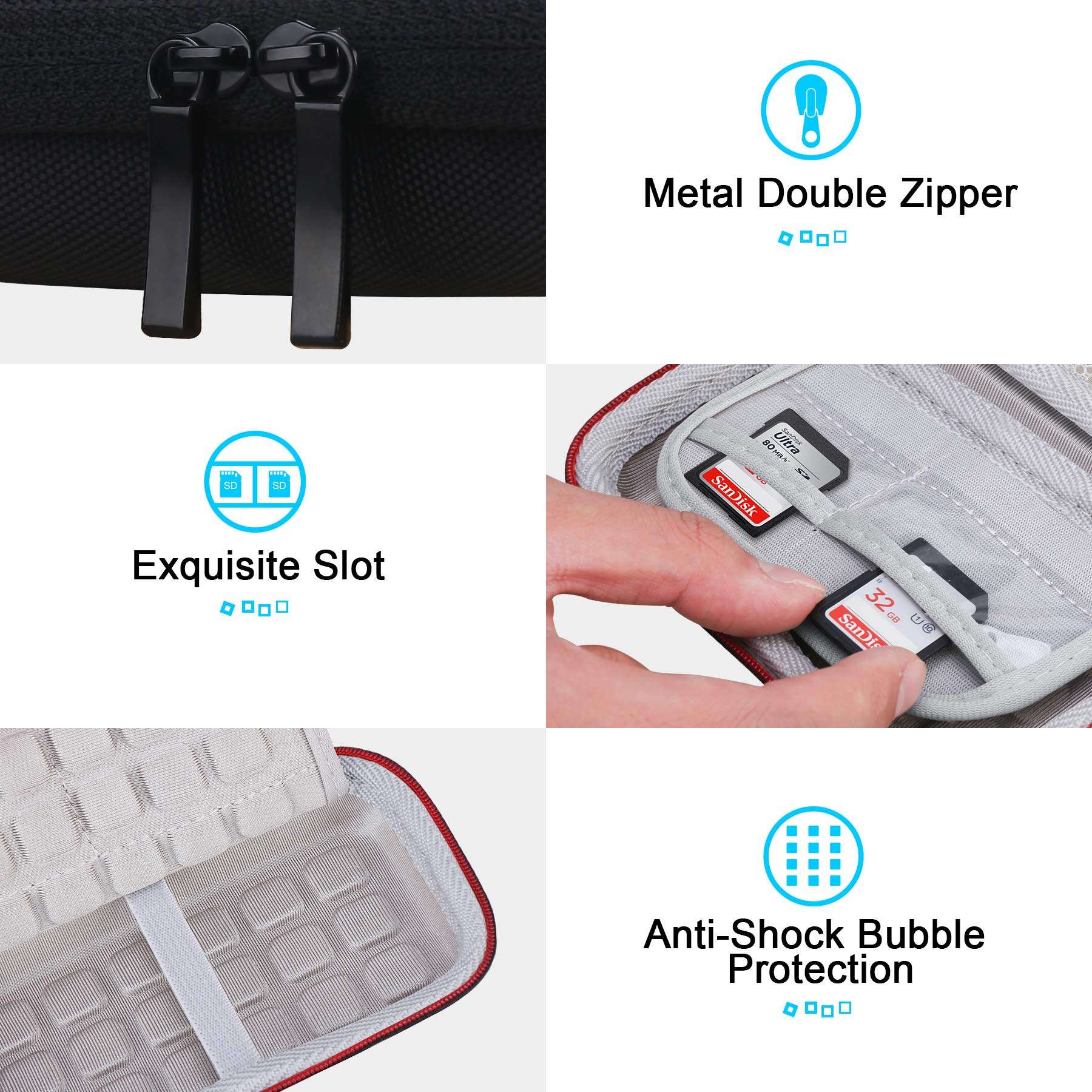 Lacdo Hard Carrying Case for SanDisk Extreme Pro/SanDisk Extreme Portable External SSD 500GB 1TB 2TB 4TB 8TB USB-C Solid State Drive EVA Shockproof Water Repellent Protective Storage Travel Bag, Black 3