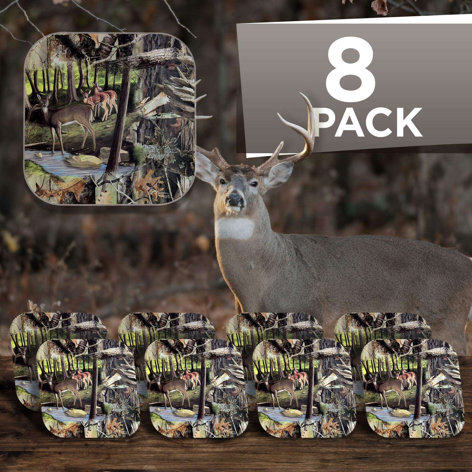 Deer Hunting Dessert Plates (7" Square paper plates, Next Camouflage Border, 8 Pack) Next Camo Party Collection by Havercamp 4