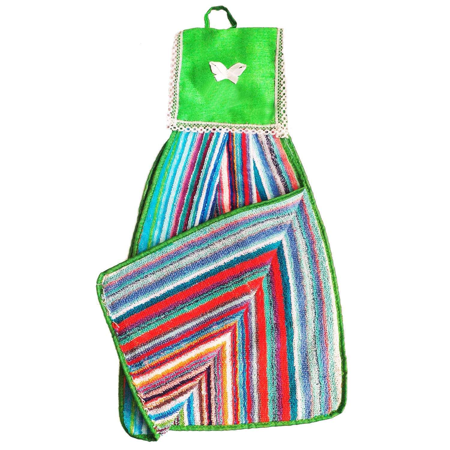 N G Products Double Sided Printed Soft Cotton Hanging Hand Towel Napkin for Wash and Kitchen Basin (Multicolor) - Pack of 3 4