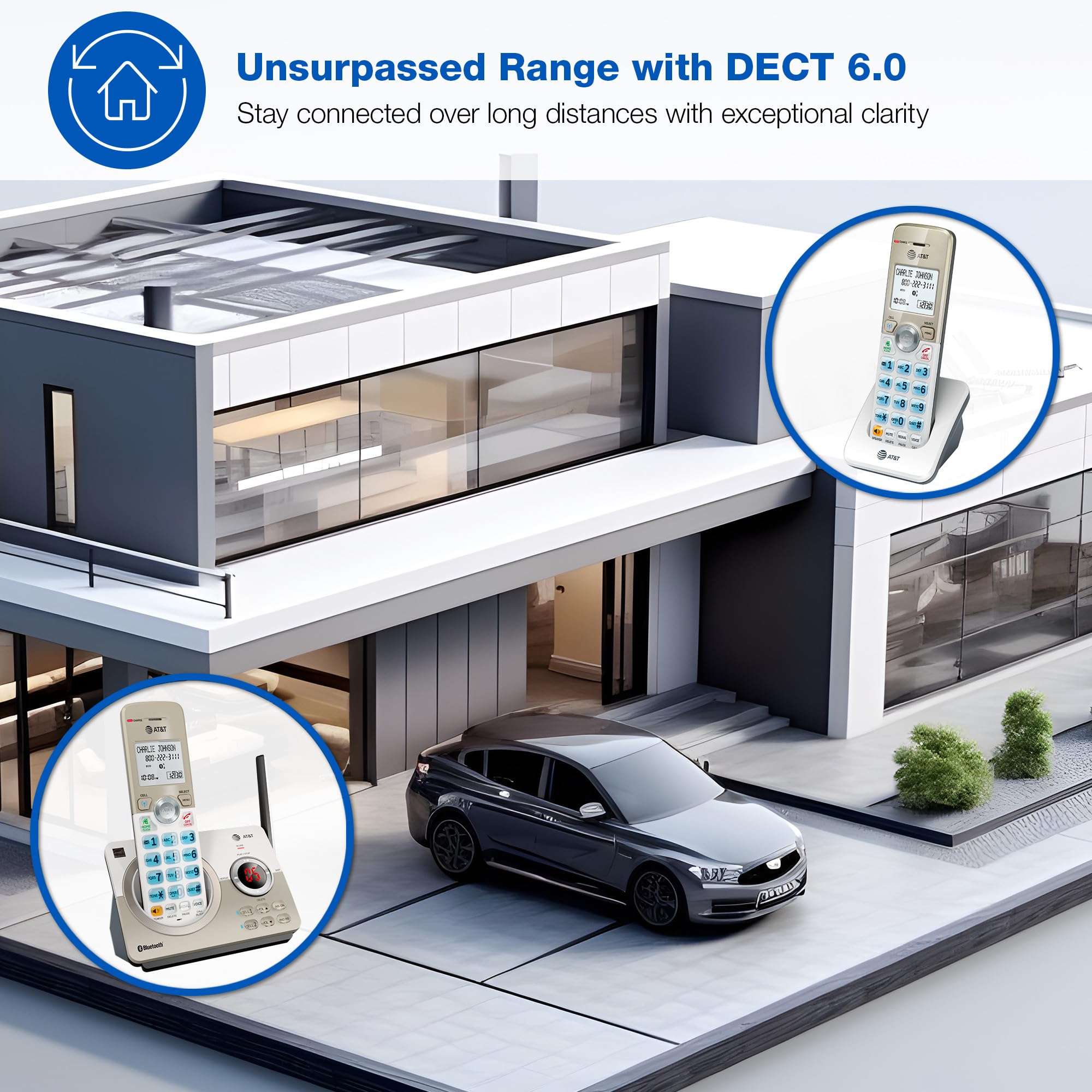 AT&T DL72119 DECT 6.0 Cordless Phone for Home with Bluetooth Connect to Cell, Call Blocking, 1.8" Backlit Screen, Big Buttons, intercom, and Unsurpassed Range 6