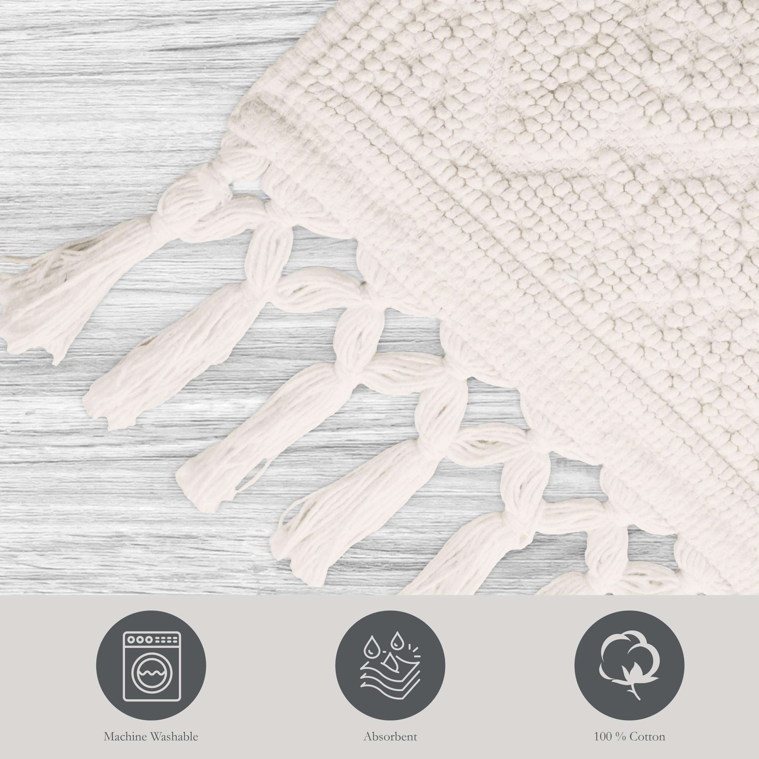 Jean Pierre - Ricardo Bath Mat, Woven Fringe Bathroom Rugs, 100% Cotton, Premium Bathroom Decor - Measures 17" x 31" - Ivory 4