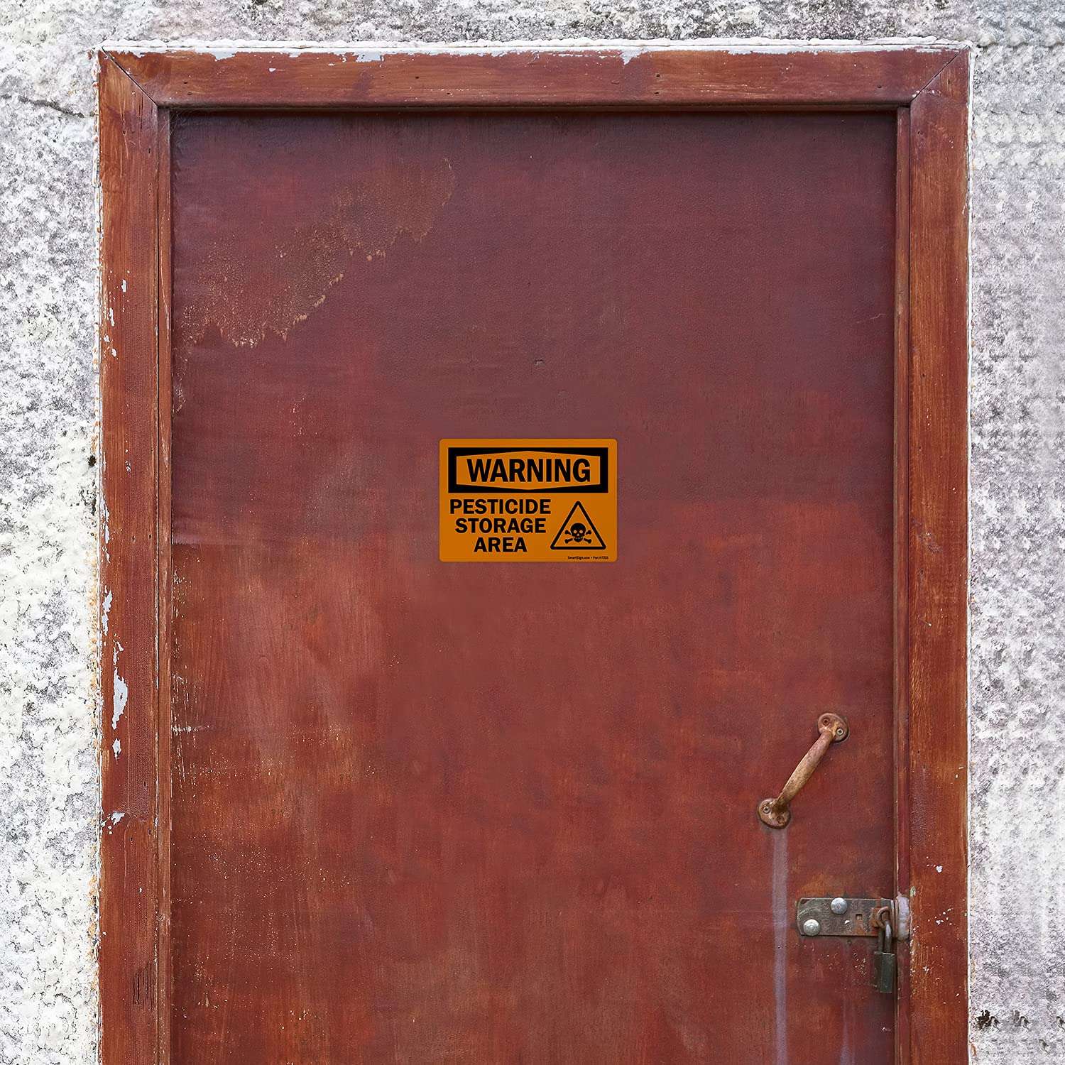 SmartSign 3.5 x 5 inch “Warning - Pesticide Storage Area” OSHA Label with Graphic, 3 mil Laminated Adhesive Polyester, Orange and Black 4