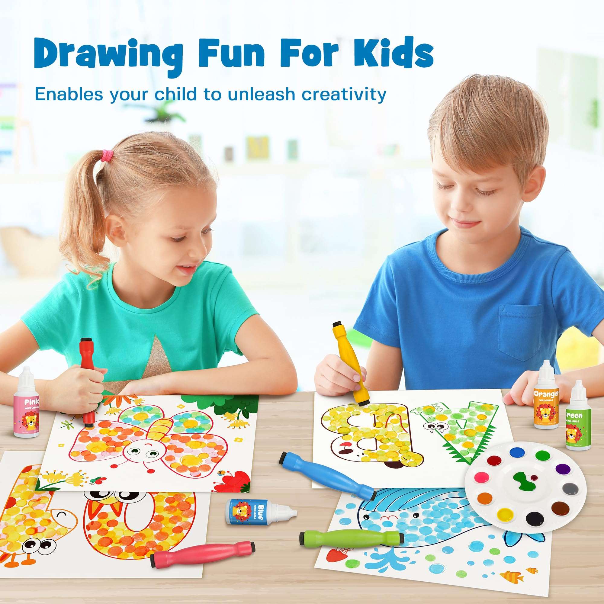 D-FantiX 800PCS Punny Teacher Sticker for Student & Washable Paint Dot Markers for Toddlers 4
