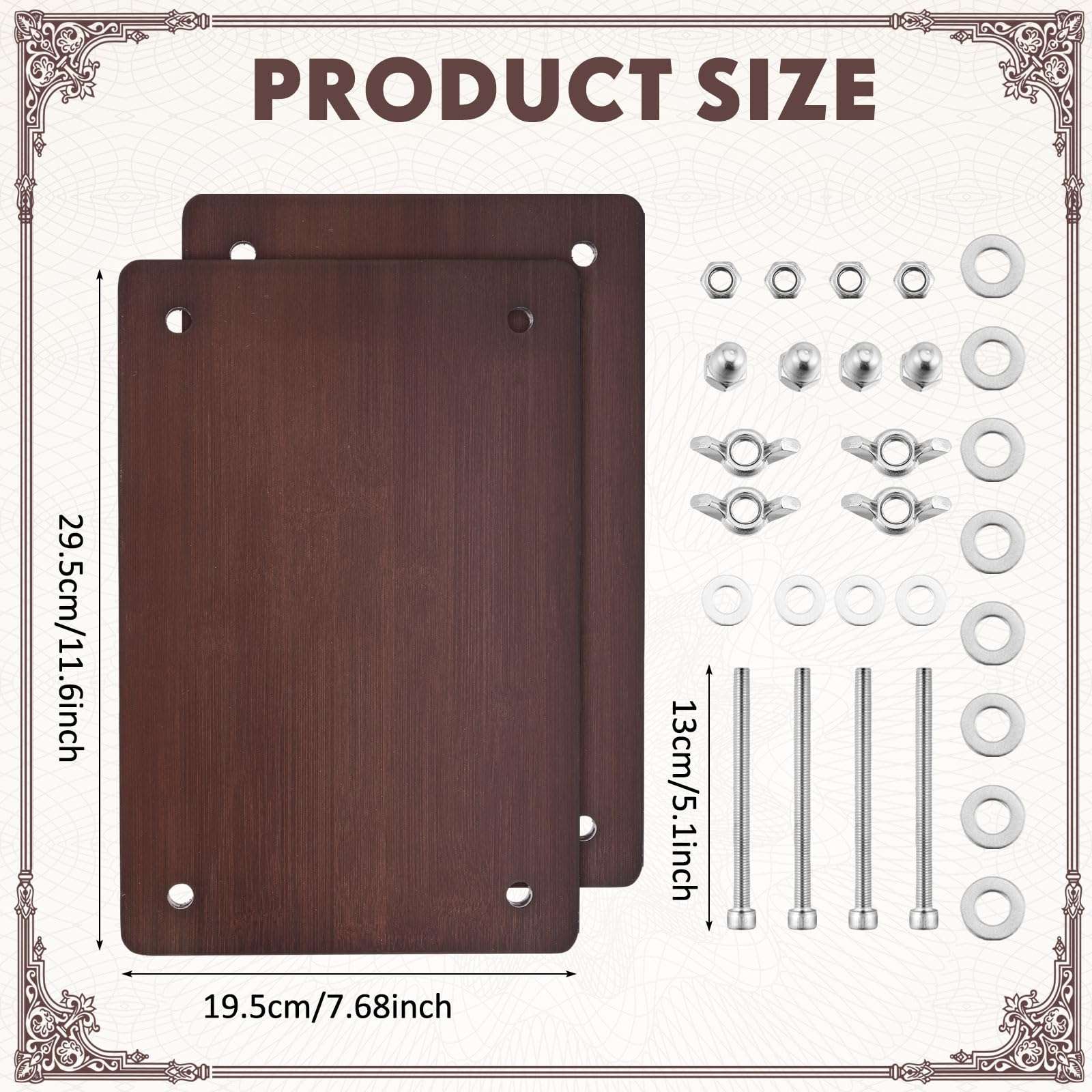 Sasylvia Book Press Bookbinding 11.6 x 7.9 Inch Bamboo Wooden Book Press Portable Book Binding Kits Handmade Book Binding Tools for Beginners Bookbinding Supplies 2