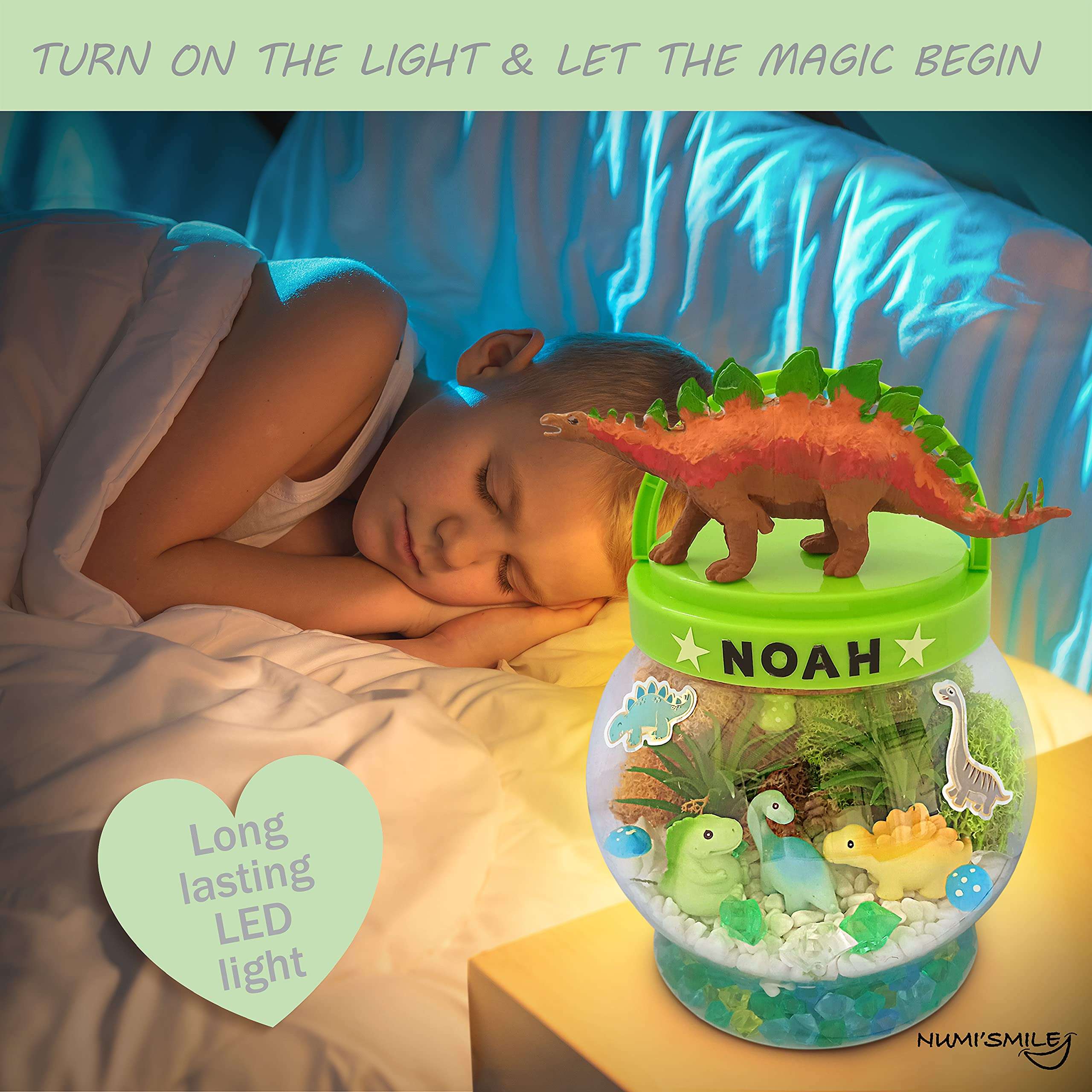 Make Your Own Light-Up Dinosaur Terrarium Kit for Kids and DIY Dinosaur Painting Kit, Gifts for Kids Boys and Girls Ages 4 5 6 7 8 9 10 Years and Up, Dinosaur Toys Arts and Crafts Night Light Project 5