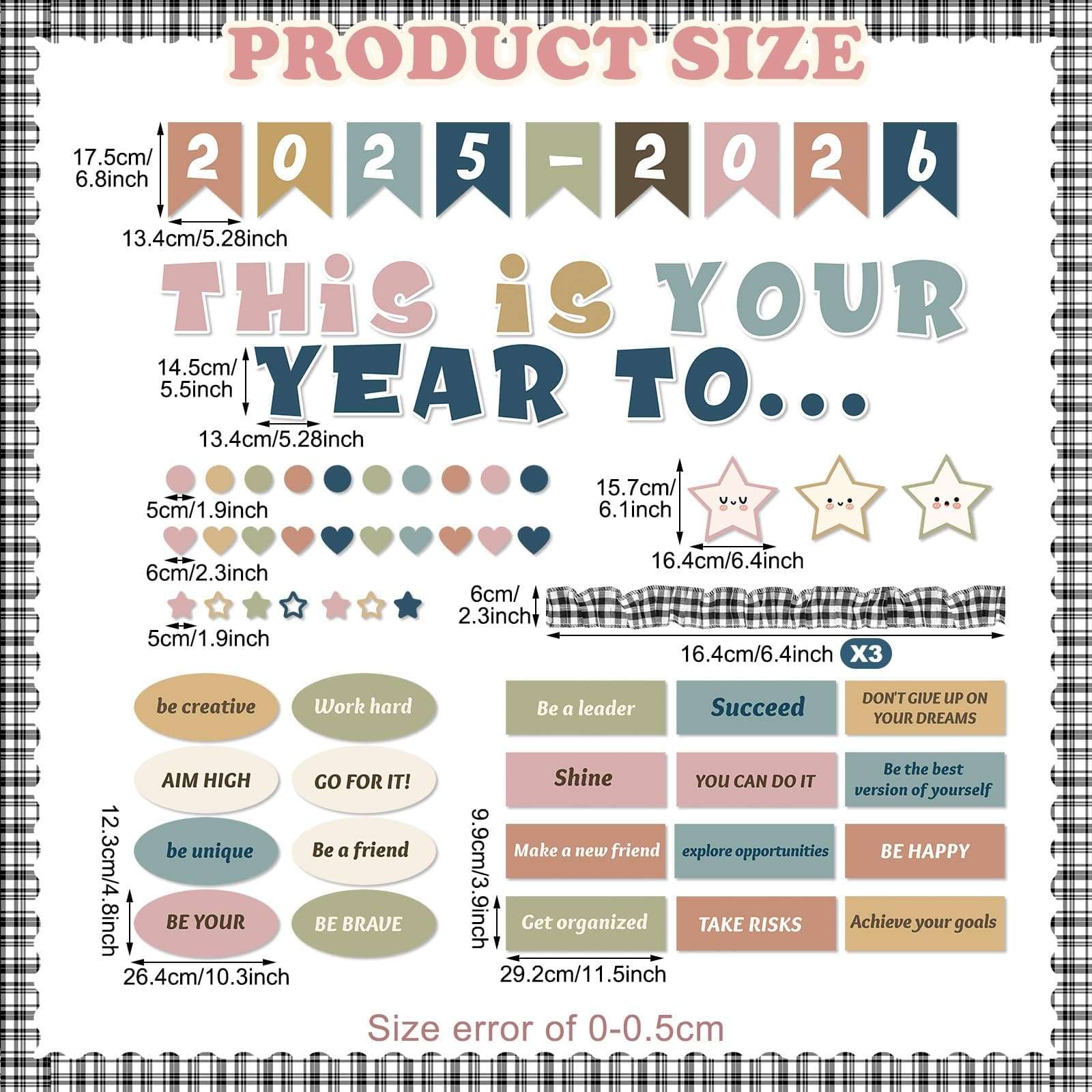 Feifeiya 81 Pcs Boho Welcome Back to School Bulletin Board This is Your Year to Bulletin Board Inspirational Cutouts with White Black Burlap Border for 2025 School Classroom Bulletin Board Wall Decor 3