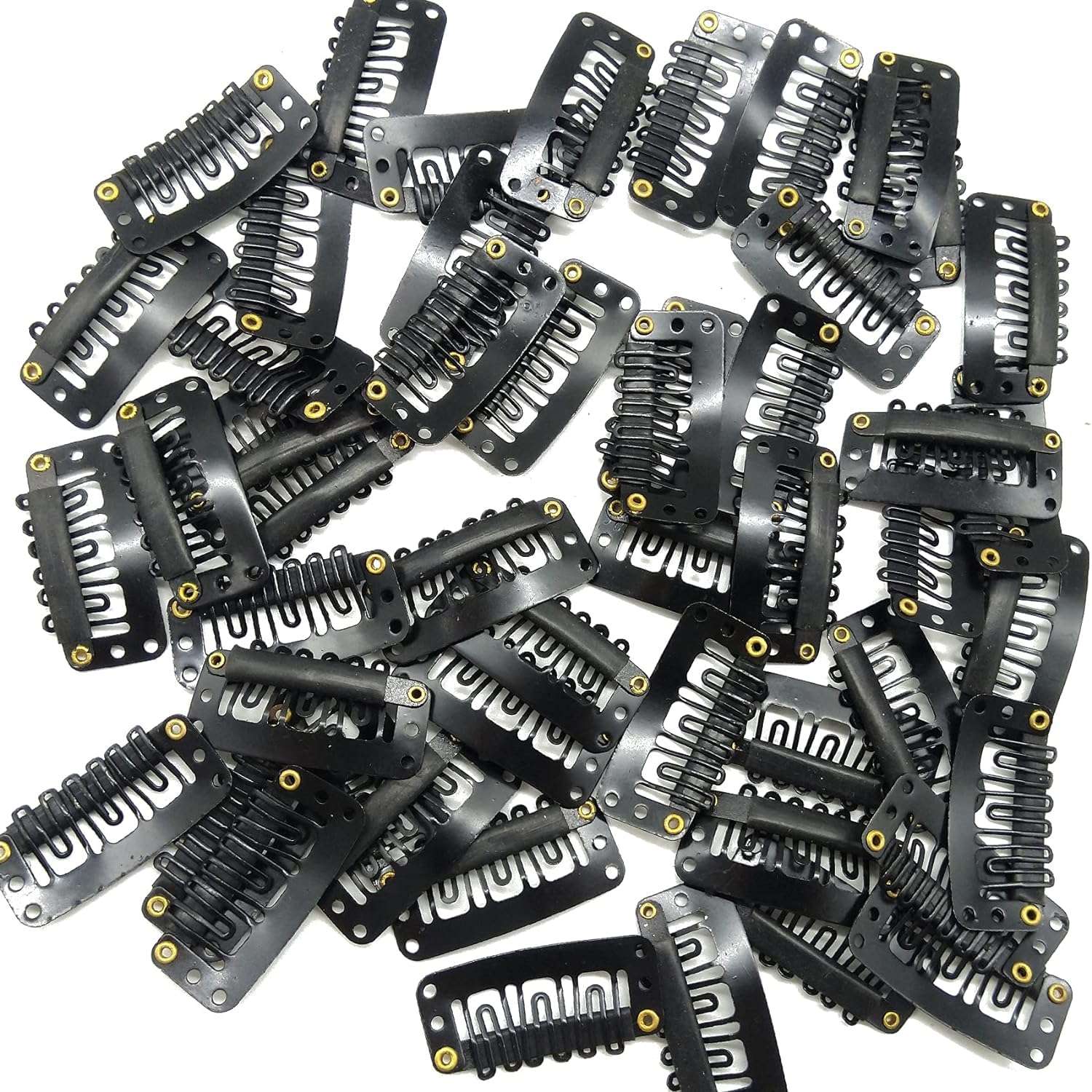 MISS LIRENN® 100PCS Snap Clips for Hair Extensions Weaves U-shape Metallic Wig Clips With Silicon Rubber Small Size Black 1