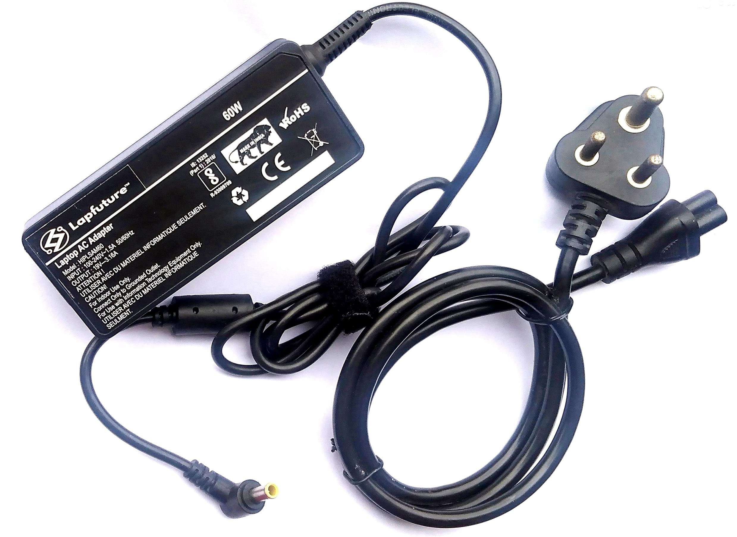 Lapfuture Laptop Charger for Samsung NP300E5C NP3530EC 19V 3.16A 60 W 5.5MM X 3.0MM Pin Dia Laptop Adapter with Power Cord Free 1