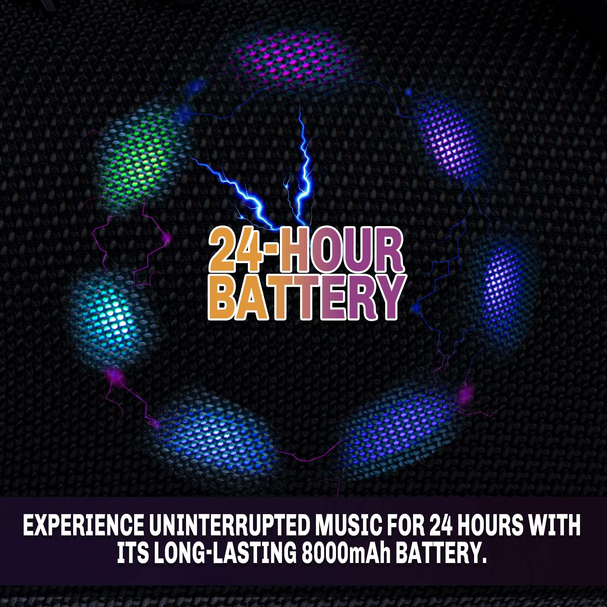 SANTANA BY CARLOS SANTANA Bluetooth Speaker- Dynamic LED Speaker with 24 Hours Playtime, IPX5 Waterproof, Impact Resistant, Integrated Controls, Pairable for Rock Solid Sound | Fuerza | Black 5