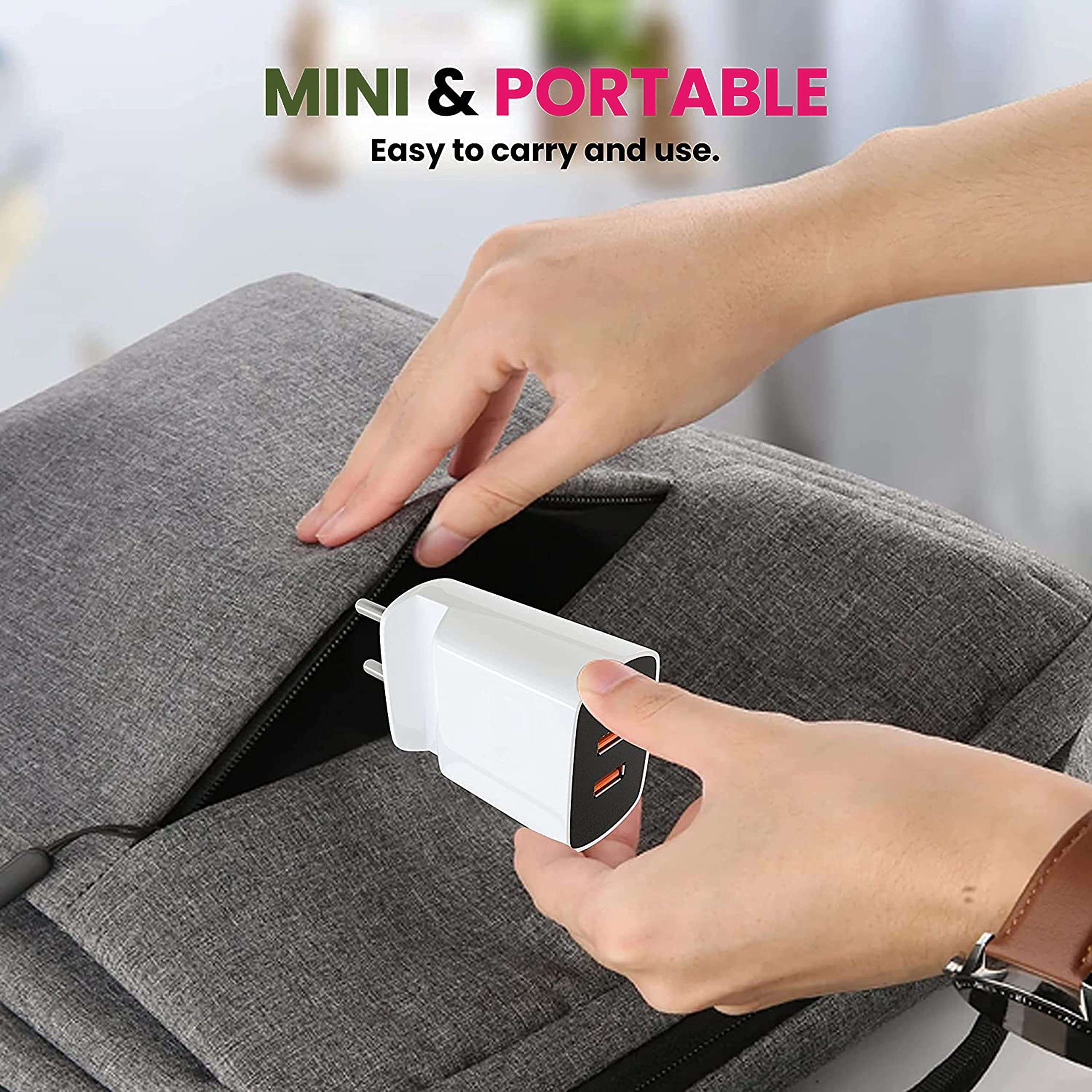 Dual USB Charger For THL T6 Pro / THL T 6 pro Charge 3.4A Fast Charger with Inbuilt Mobile Stand, Free Micro Cable, Smart Protection System, Made in India Adapter, Fast Charging & Data Transfer,Elements LED Indicator & Slot Holder KS1 (Mobile Charger With stand, White) 4