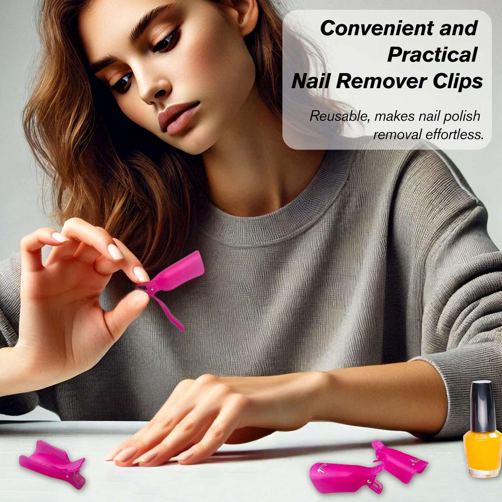 Jaasuee 20-Piece UV Gel Polish Remover Wrap Tool in Pink-Professional Acrylic Nail Art Soak Off Cap Clips 4