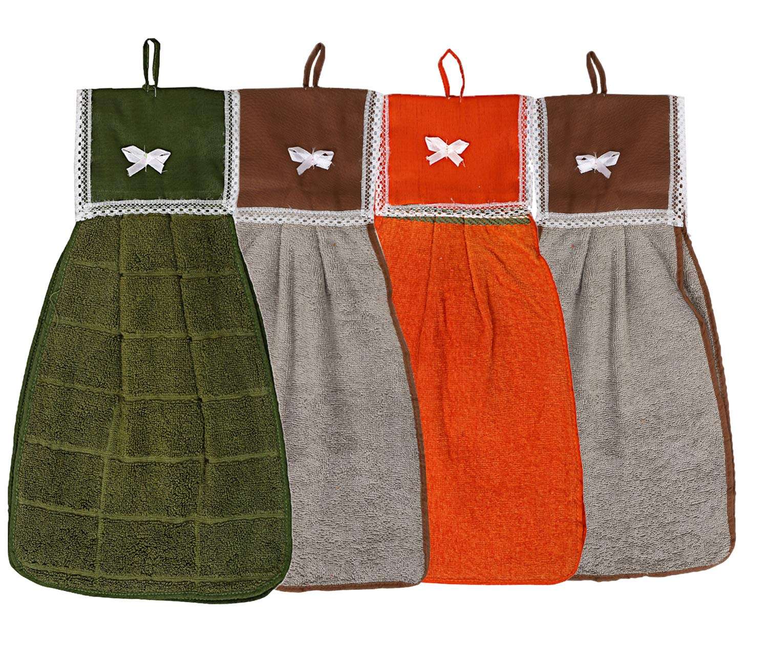 Heart Home Cotton 4 Pieces Washbasin Napkin Towel Set (Multi)- CTHH359