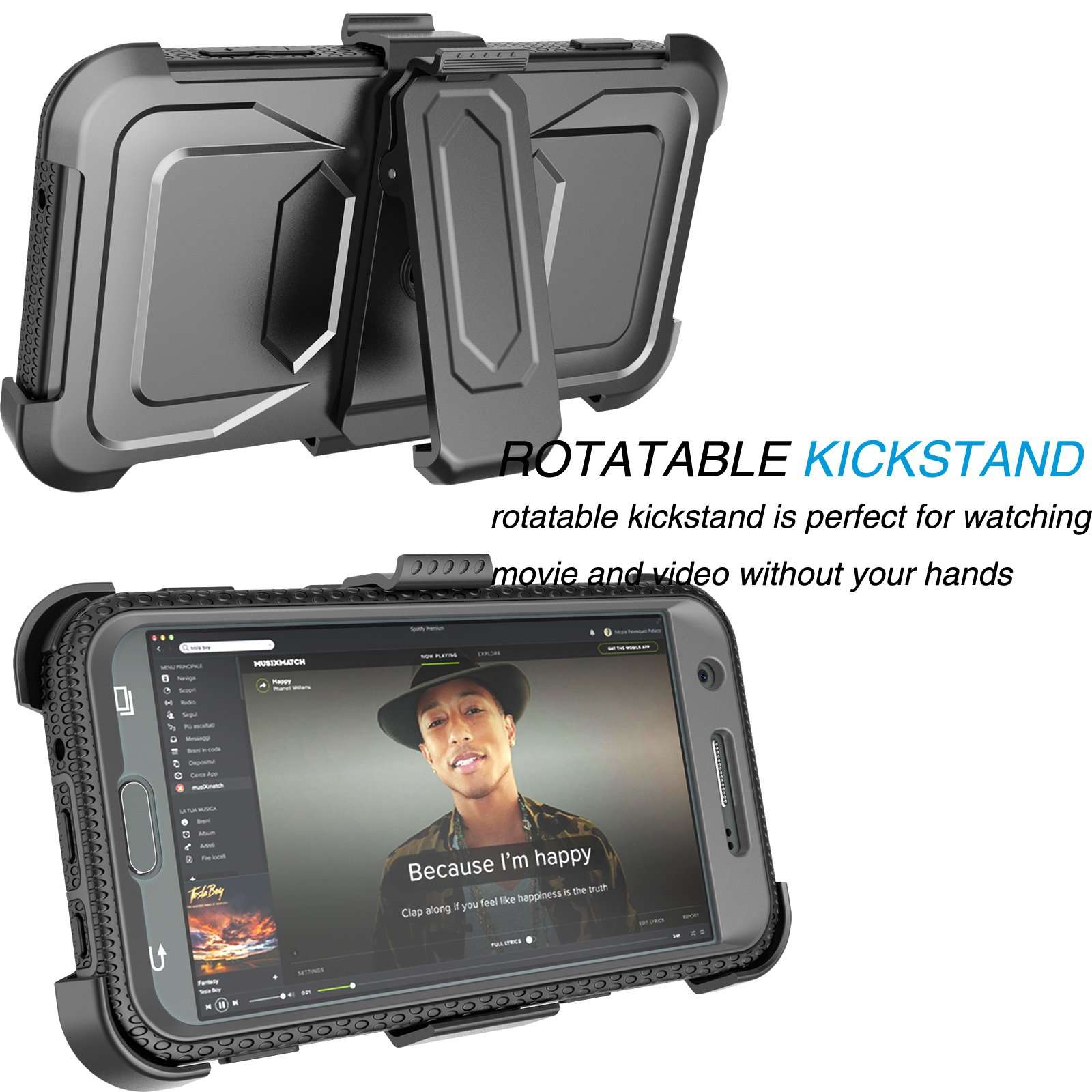 J3 Emerge / J3 Prime Case, for Samsung Galaxy J3 Mission / J3 Eclipse/Express Prime 2/ Amp Prime 2/ J3 Luna Pro Holster Clip, Tekcoo [TShell] [Gray] Locking Belt [Built-in Screen] Kickstand Cover 4