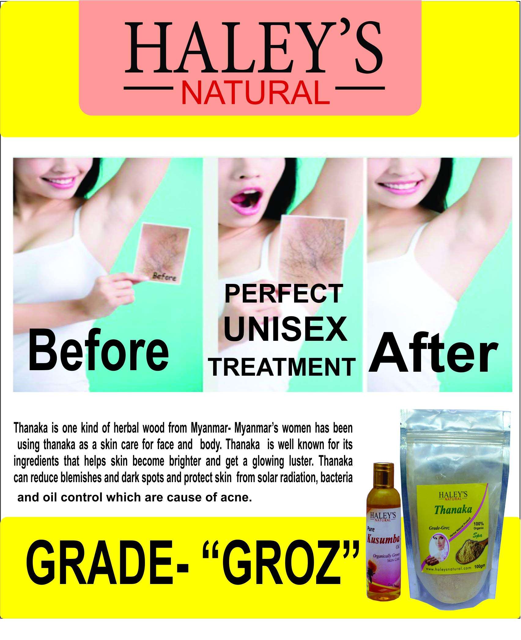 Haley's Natural Thanaka Powder and Kusumba Oil for Permanent Hair Removal Product (100 g+100 ml) 5