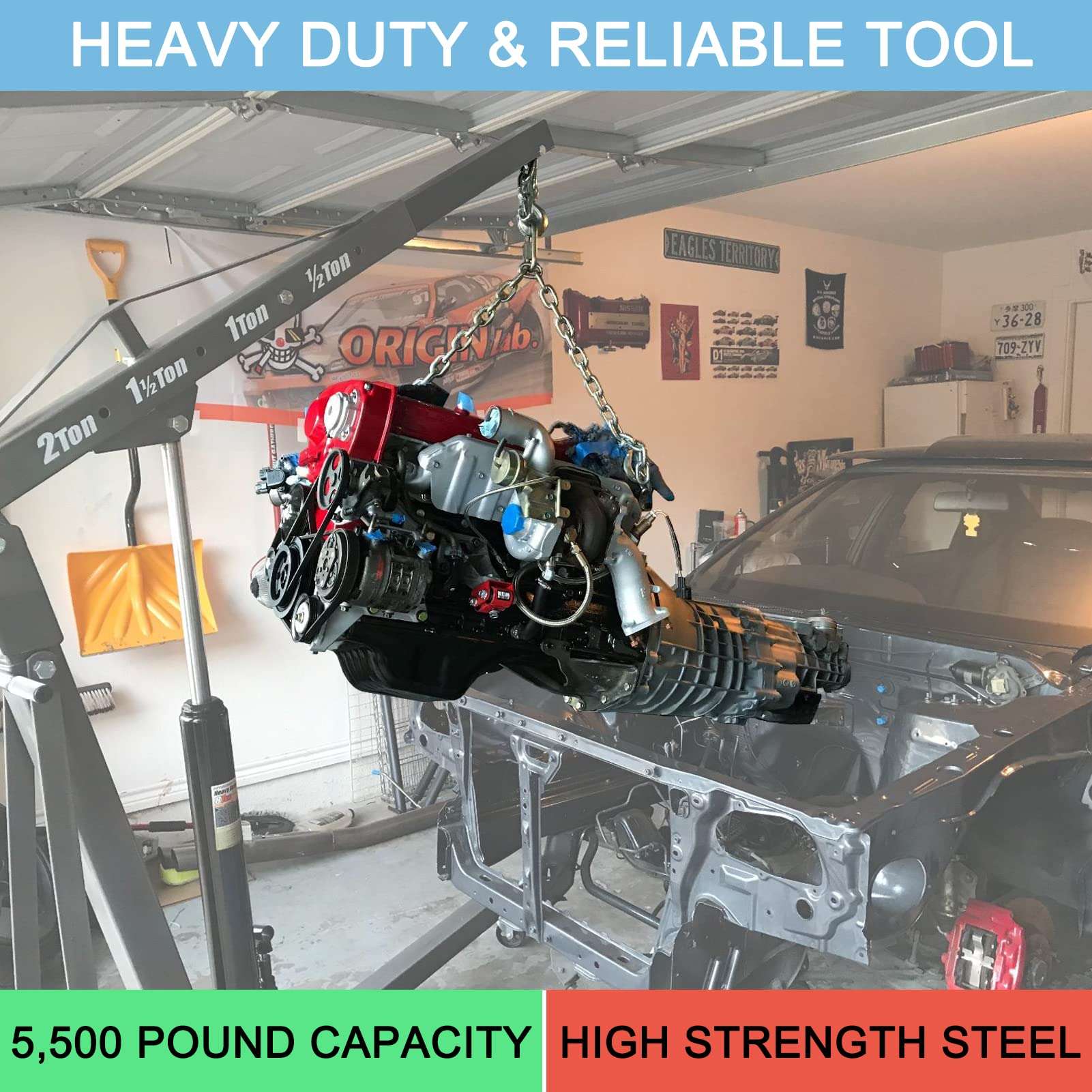 7100 Engine Lifting Bracket Set,8 Sets Engine Lift Bracket Kit, 5,500 lb Capacity Heavy Duty Engine Support Bar for Load Levelers and Lifting Slings (Black) 3