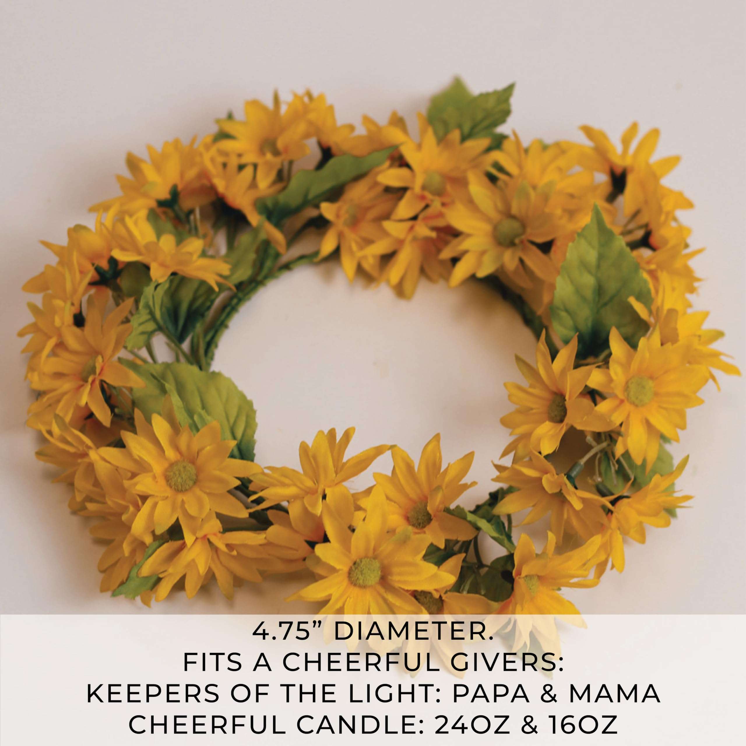 A Cheerful Giver Small Wreath Candle Ring Yellow Daisy Artificial Floral Decor for Candles Centerpieces & Home Accents 5