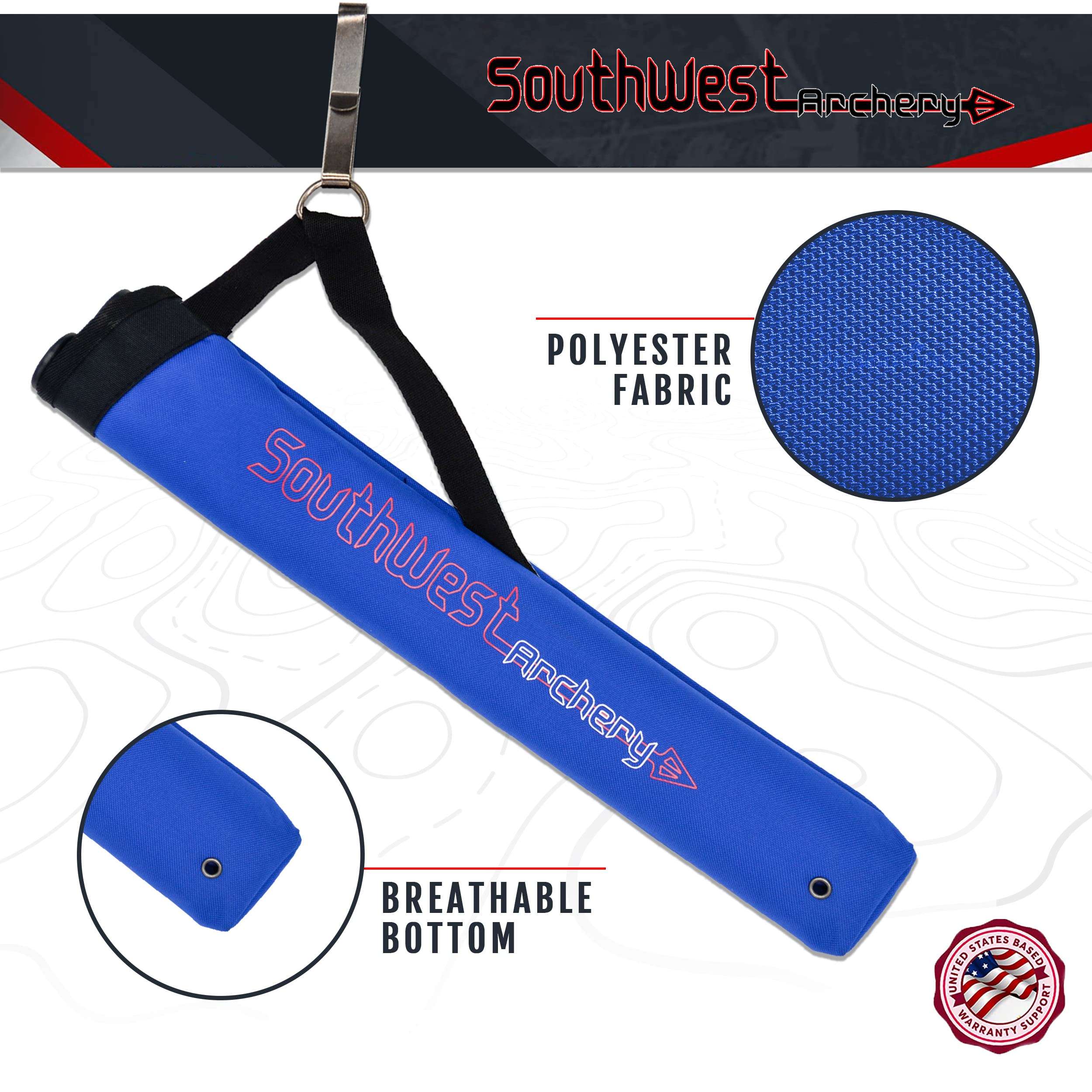 Southwest Archery Universal Hip Quiver - Two Removable 18 inch Arrow Tubes - Clips on to Your Belt – Right and Left Handed - Blue 3