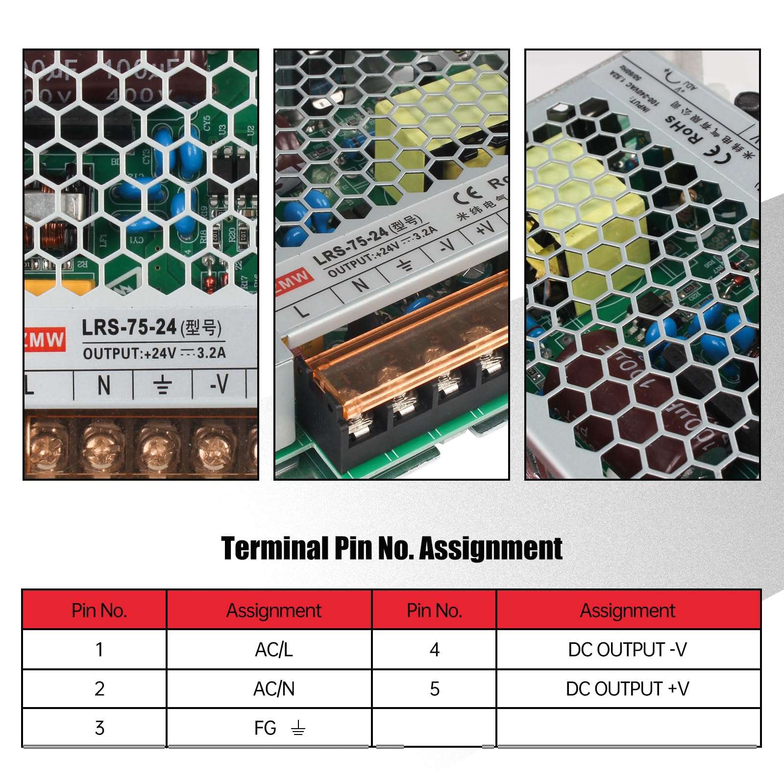 CNCTOPBAOS 75W 24V DC Switching Power Supply 3.2A,AC 100-240V to DC 24V Converter,Regulated Voltage Transformer Adapter for LED Light CCTV DDCSV3.1 V4.1 Expert Controller Servo Motor 3D Printer Robert 5