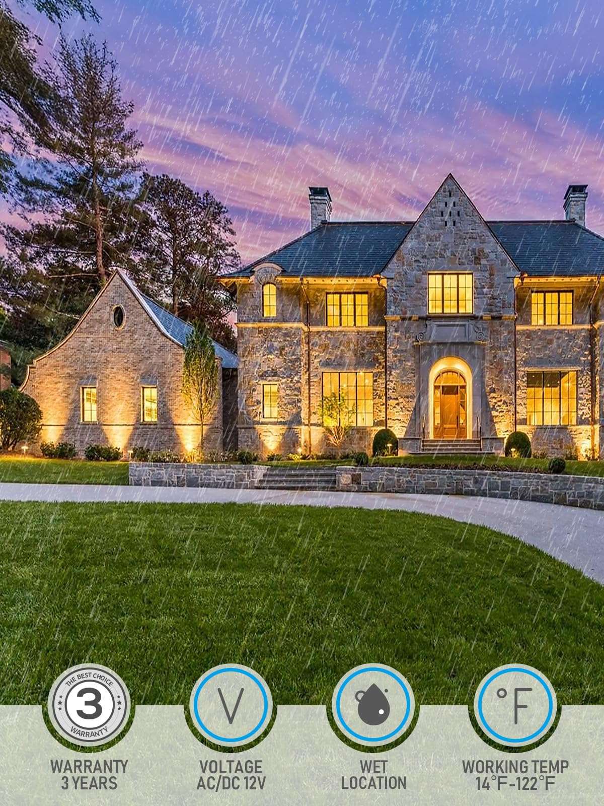 LEONLITE 23.6 Inch 12V AC/DC Low Voltage Landscape Spotlight, LED Outdoor Spot Lights with 7W 3000K MR16 Bulbs, Max 50W GU5.3 Base, Die-Cast Aluminum Uplighting for Garden Tree Yard, Black, Pack of 4 5