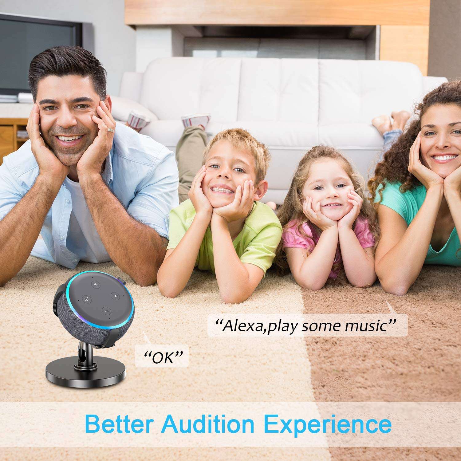 Fiada Table Holder for Dot 3rd Generation, 360°Adjustable Stand Mount Bracket Cradle with Rubber Protection for Smart Home Speaker, Improves Sound Visibility and Appearance, 2 Packs 4