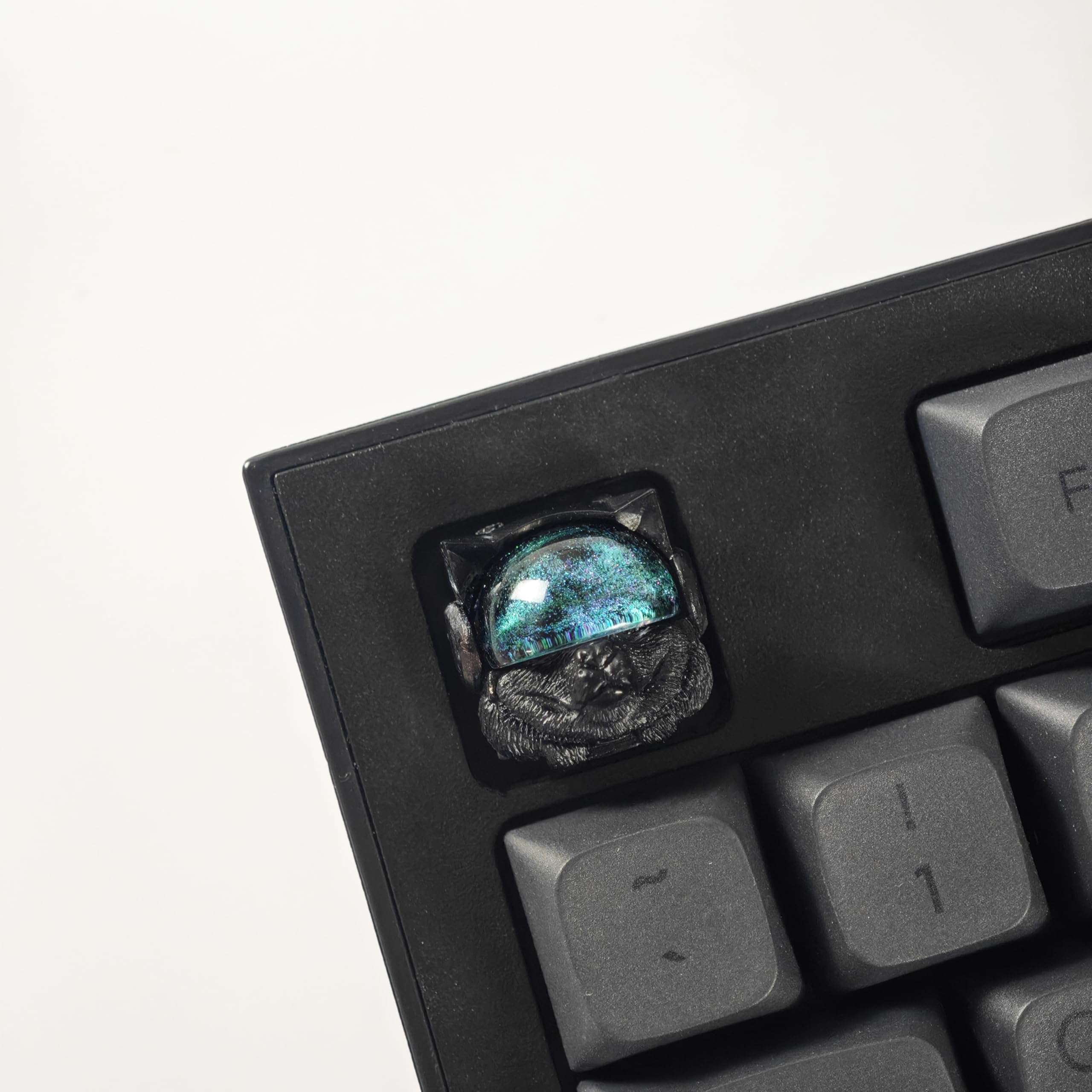 YMDK Space Dog Personality Keycap Homemade Resin Key Caps Cute Interesting Starry Sky Keycap for MX Mechanical Keyboard 4